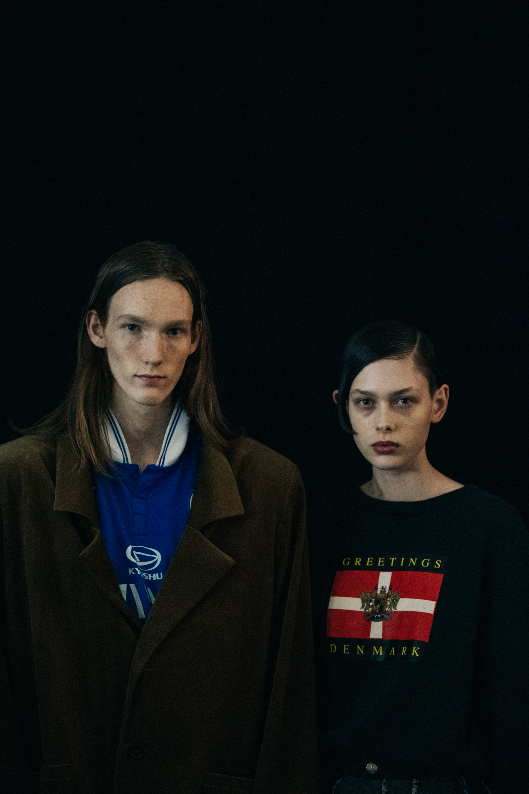 Model wearing Danish flag hoody