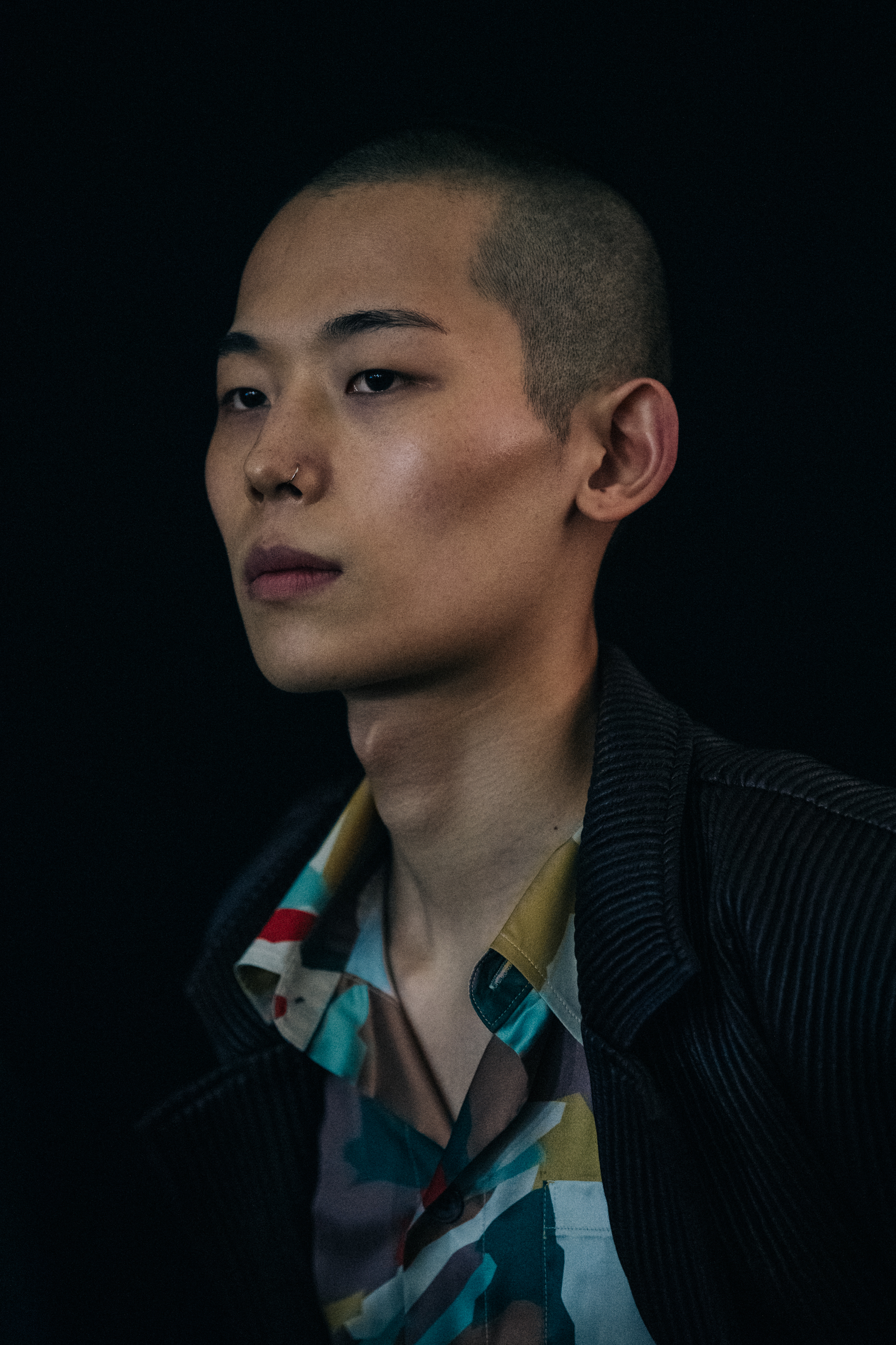 Model wearing shirt at Han Kjøbenhavn