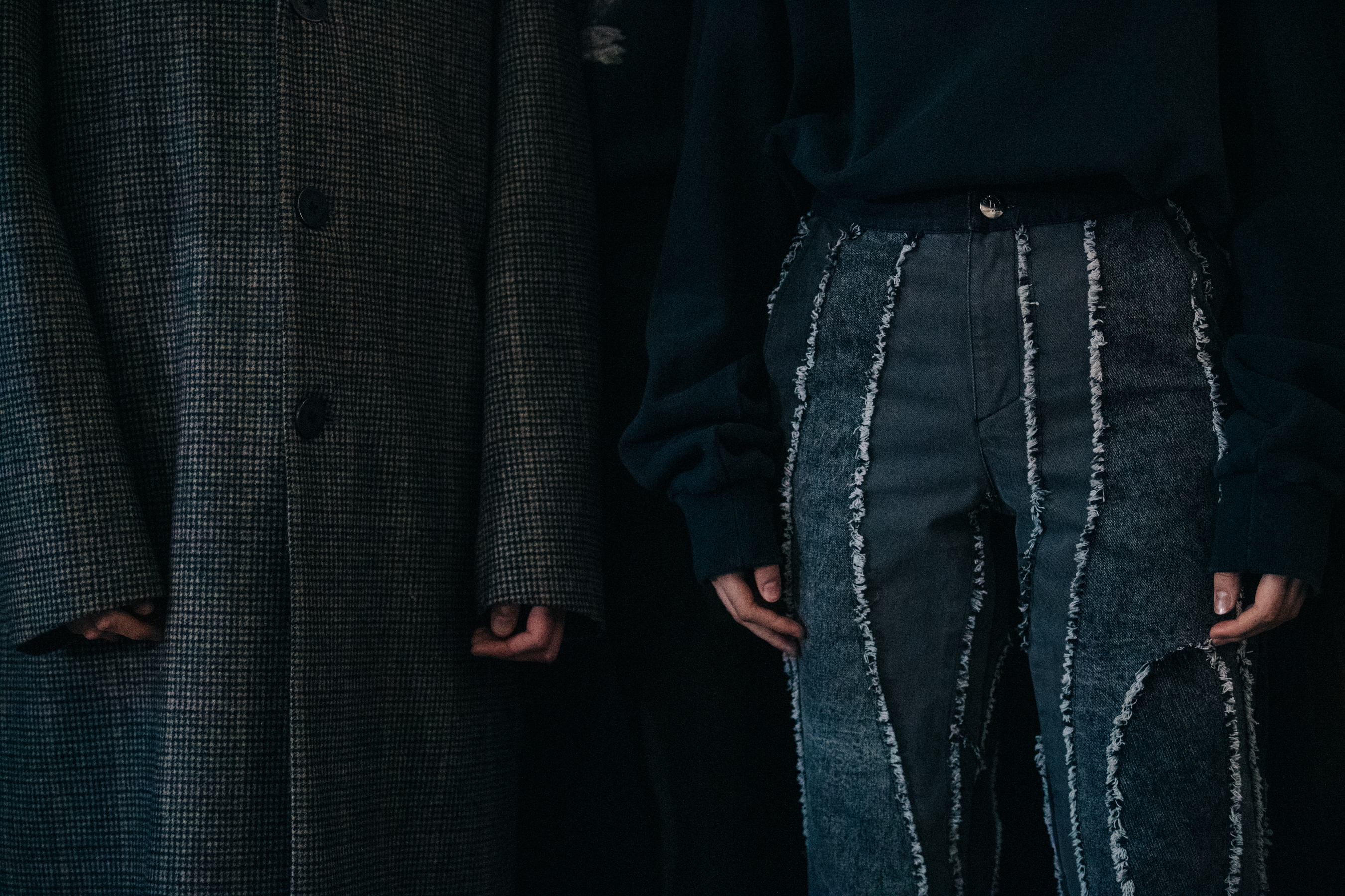 Model wearing wool coat