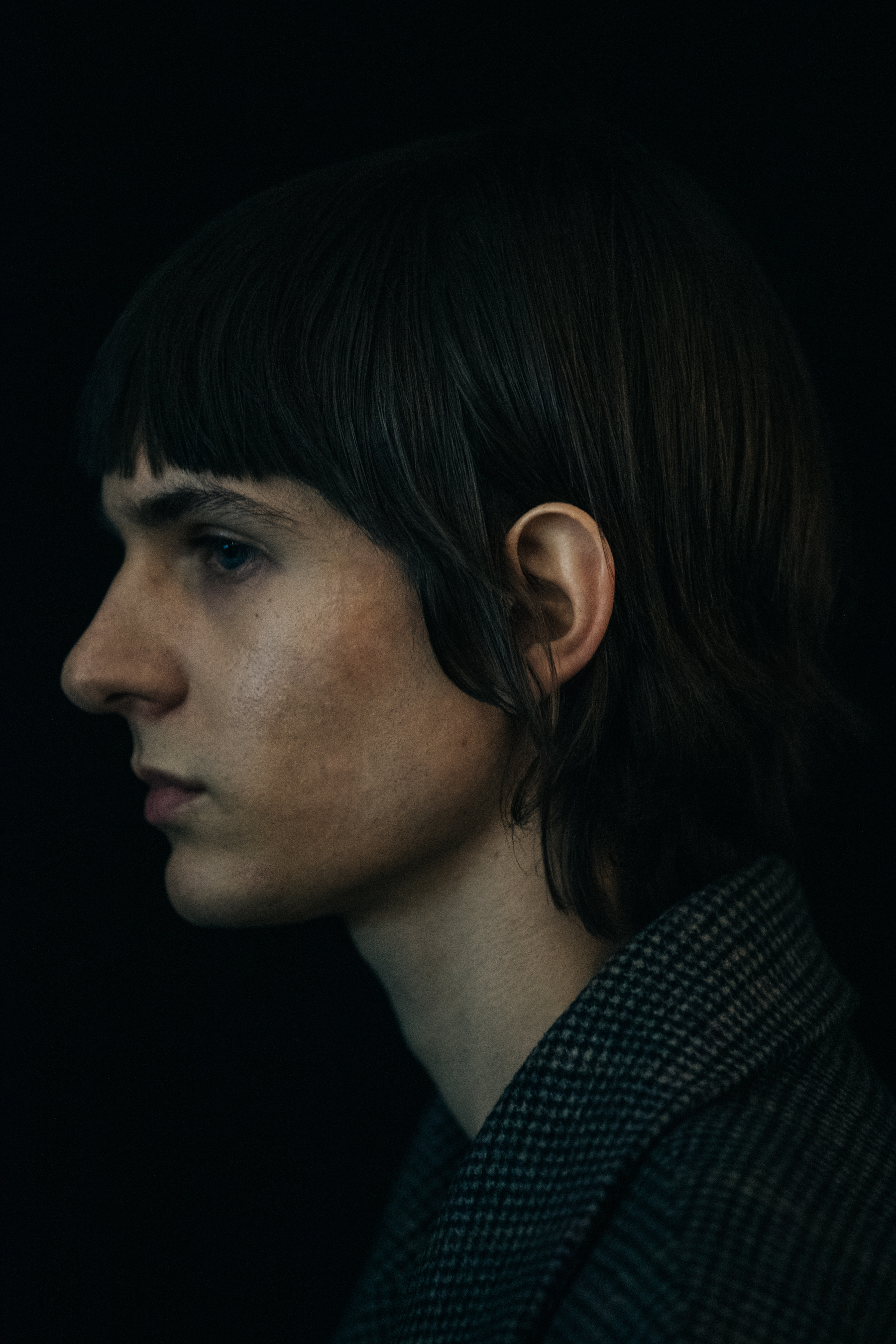 Model wearing wool coat