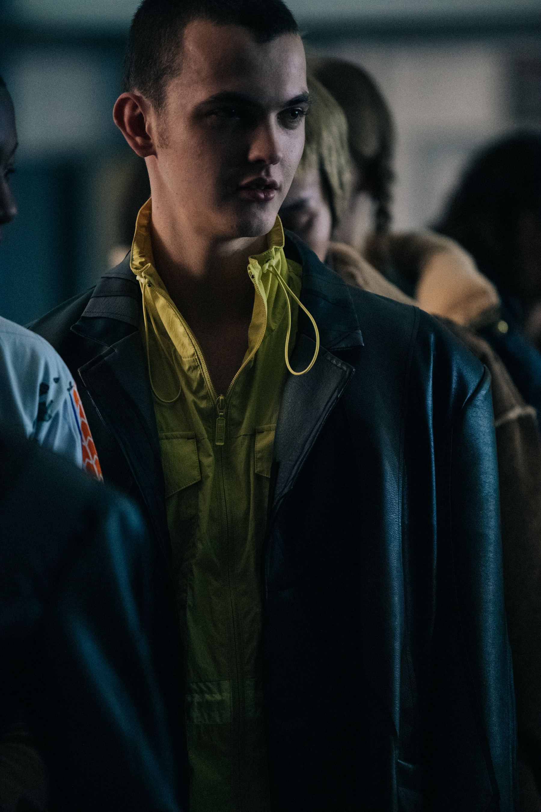Model wearing yellow at Han Kjøbenhavn