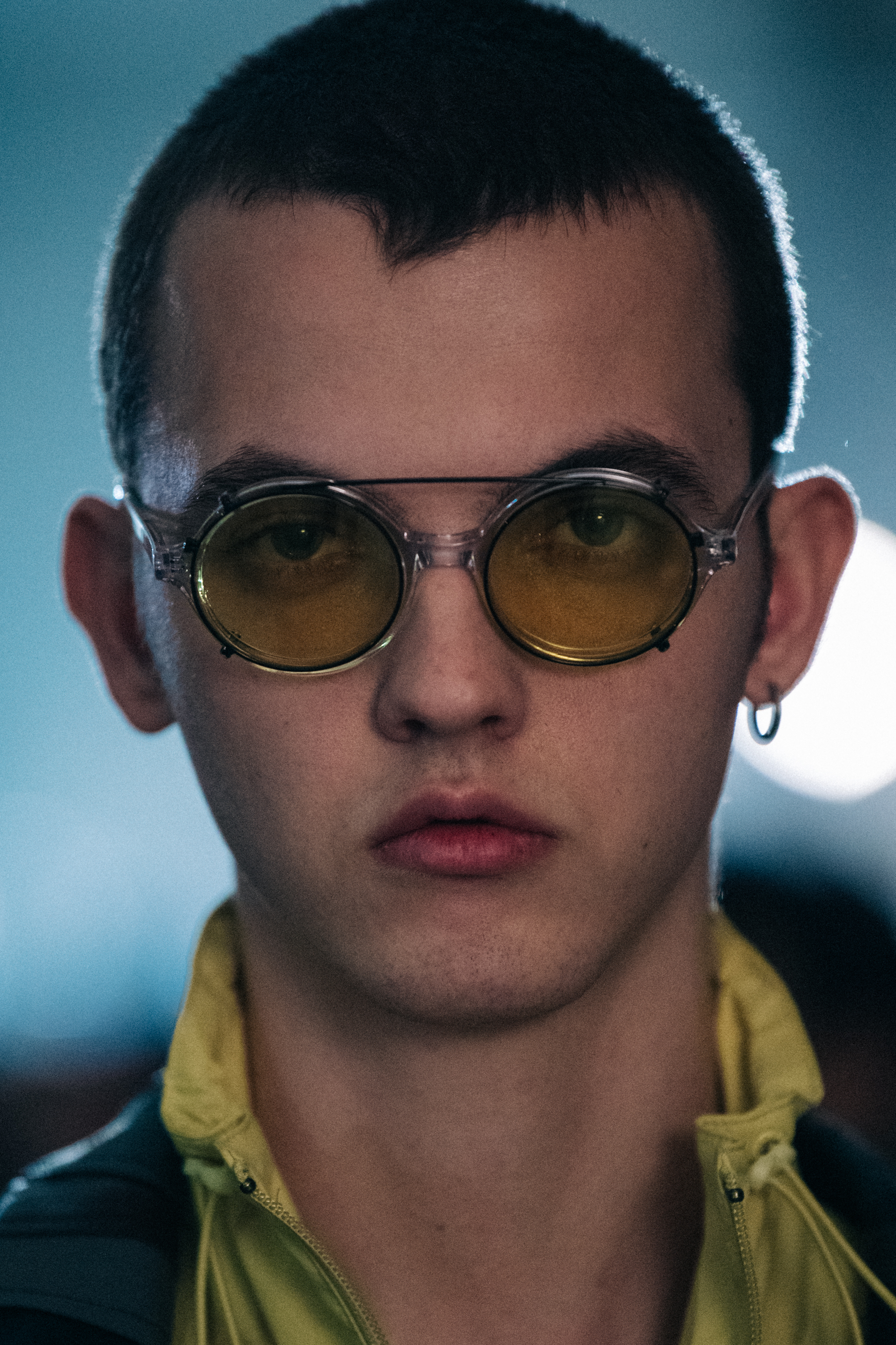 Portrait of model wearing glasses