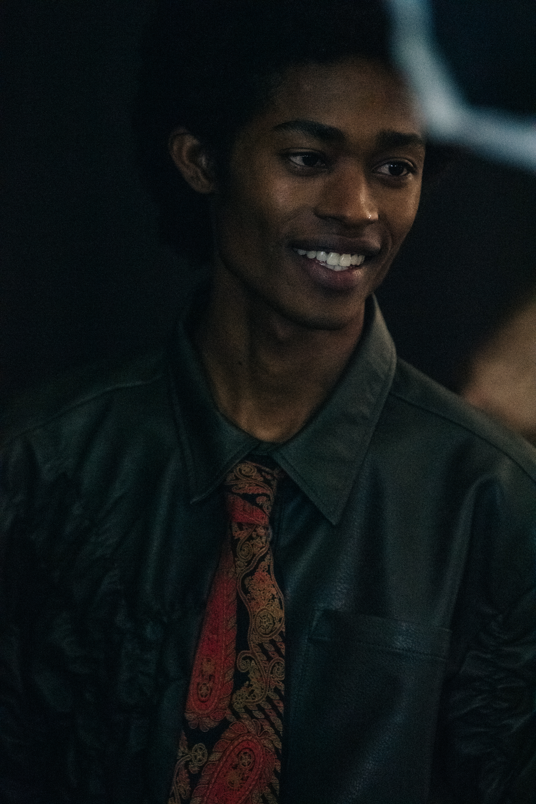 Model wearing shirt at Han Kjøbenhavn