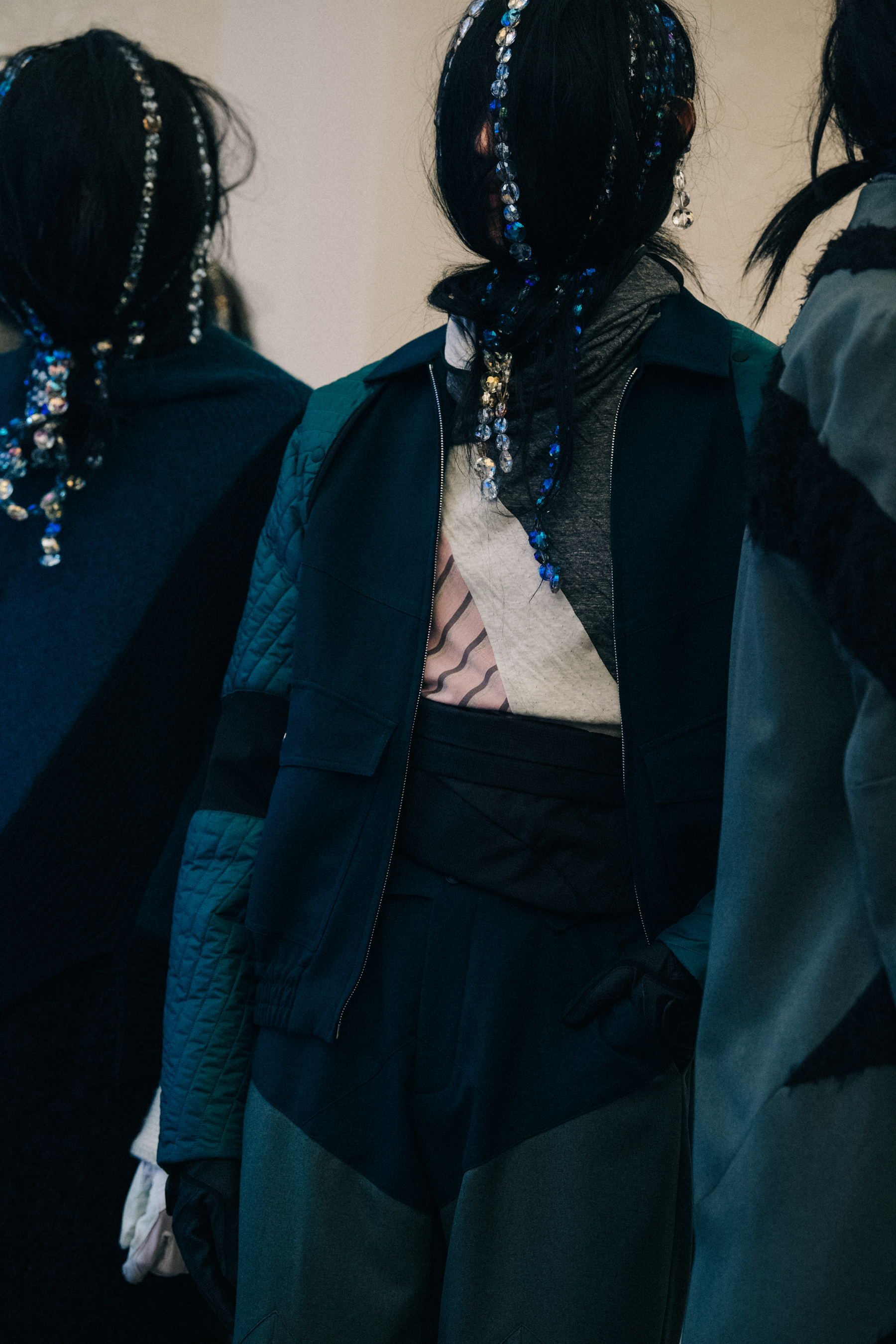 Models with jewels in their hair at Kiko Kostadinov