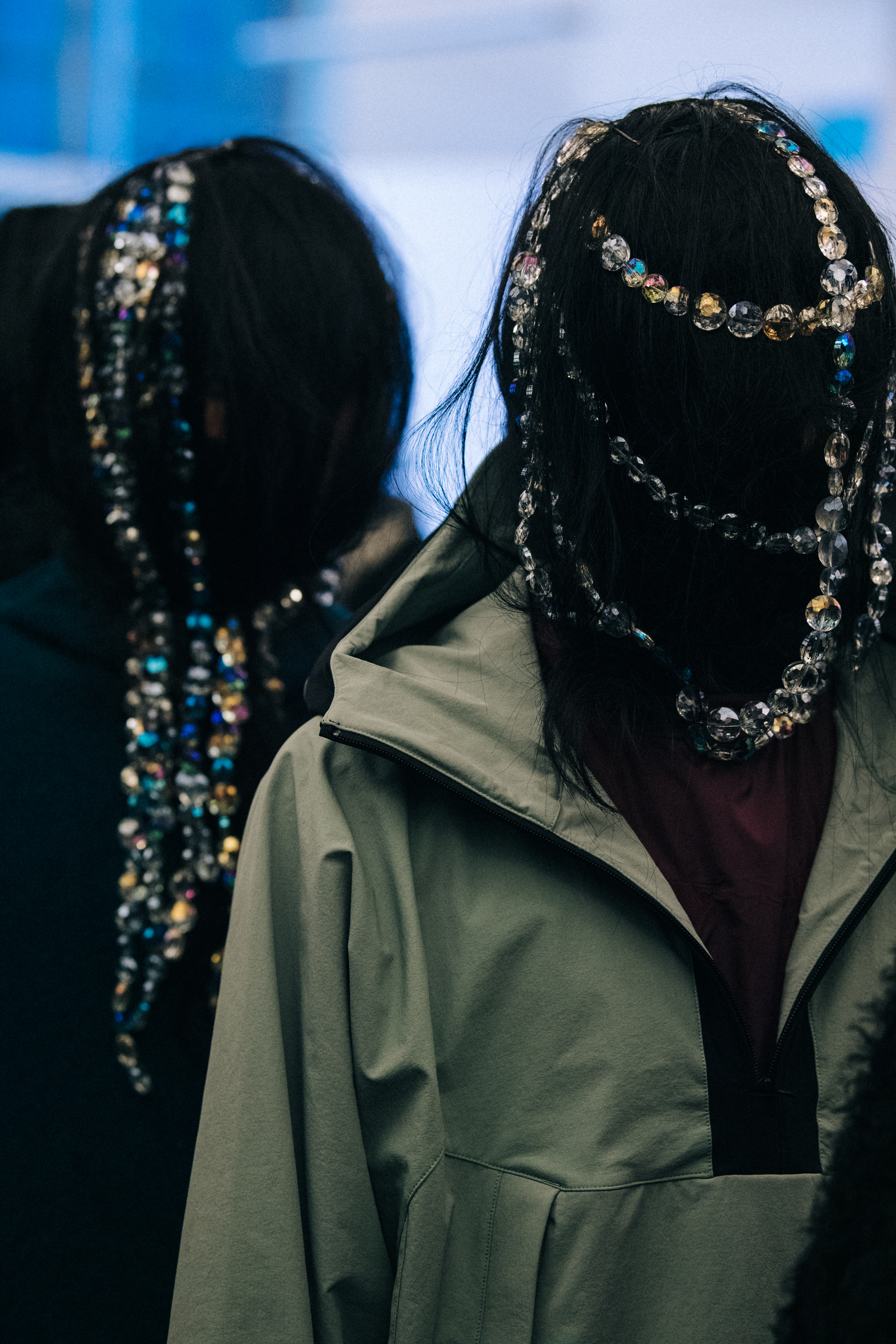Models with jewels in their hair at Kiko Kostadinov