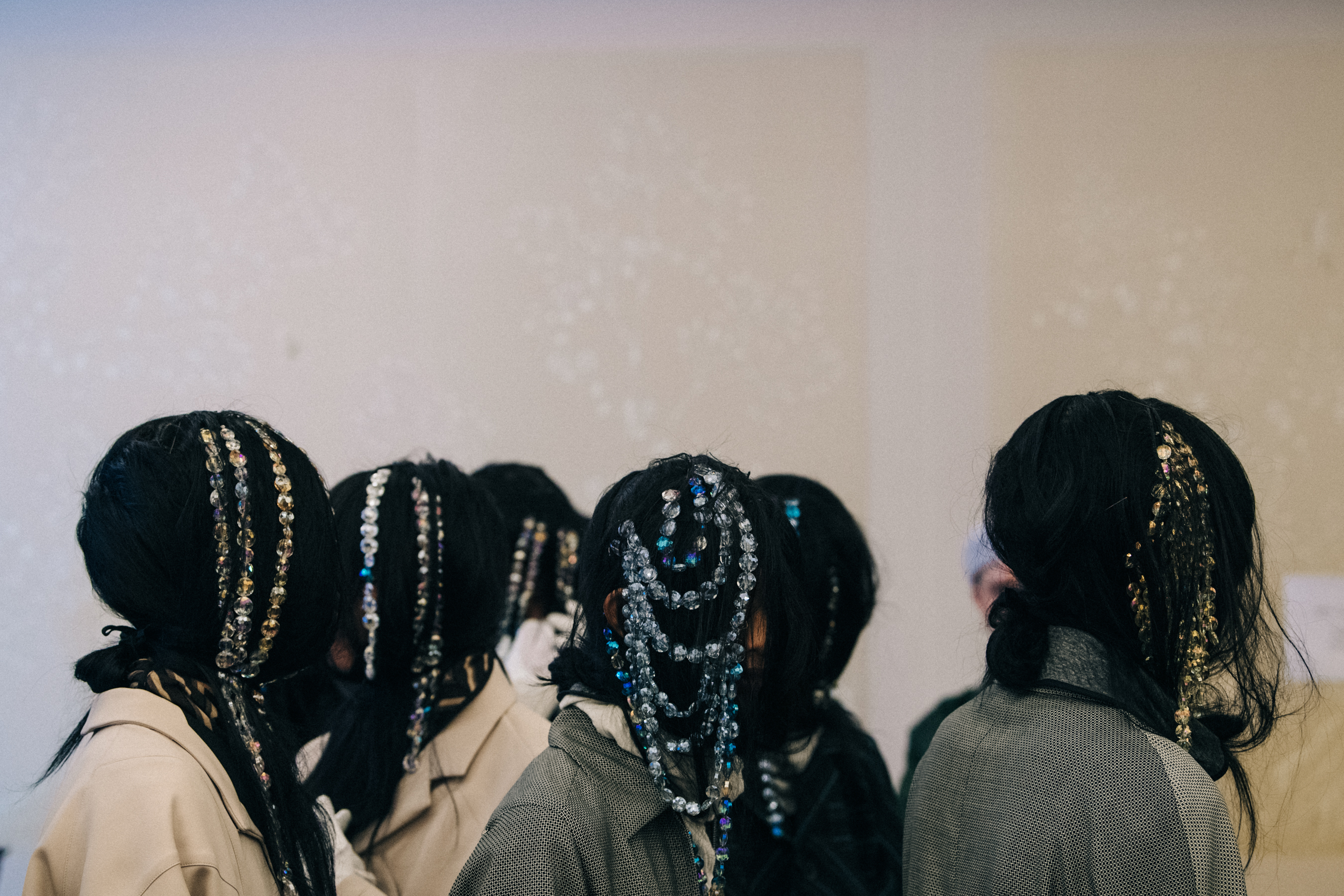 Models with jewels in their hair at Kiko Kostadinov