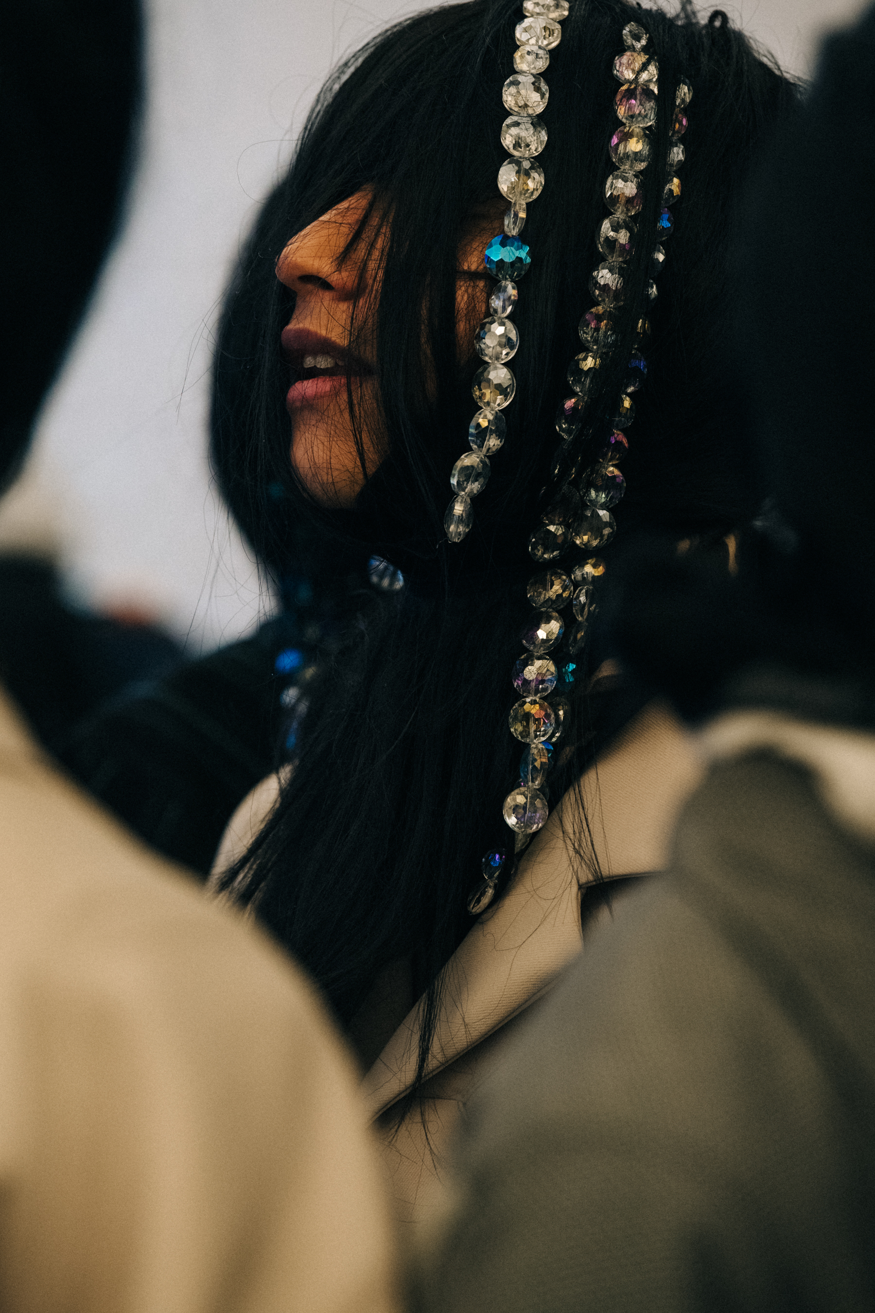 Models with jewels in their hair at Kiko Kostadinov