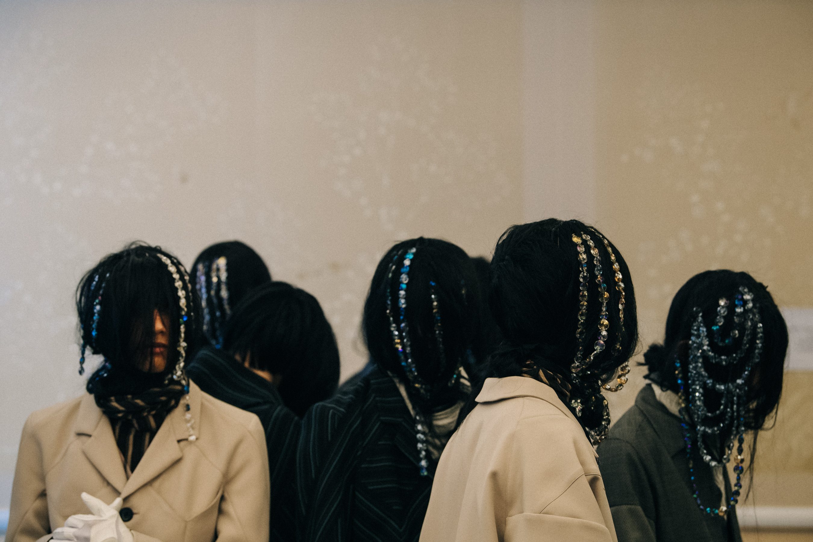 Models with jewels in their hair at Kiko Kostadinov