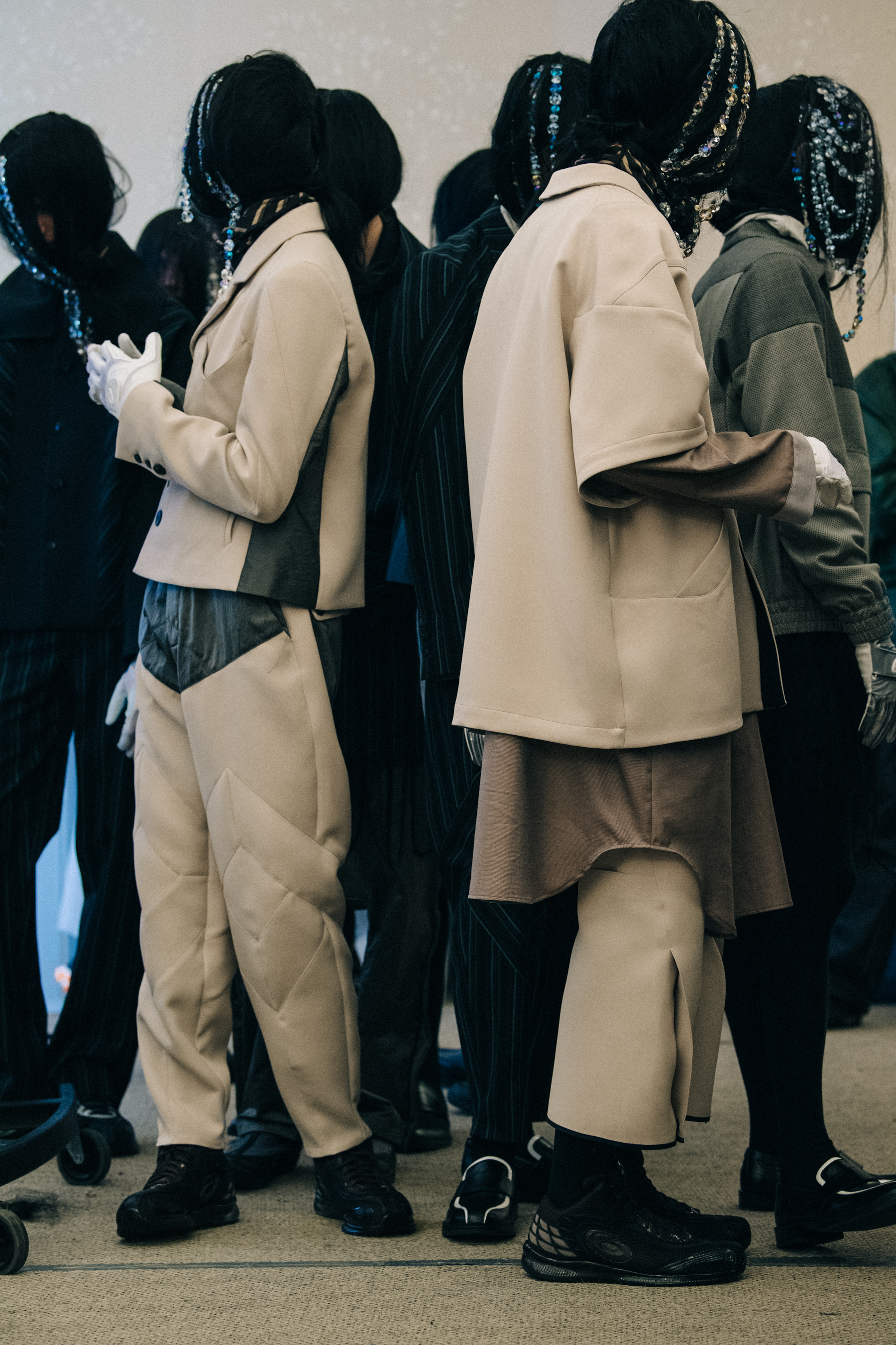Models with jewels in their hair at Kiko Kostadinov