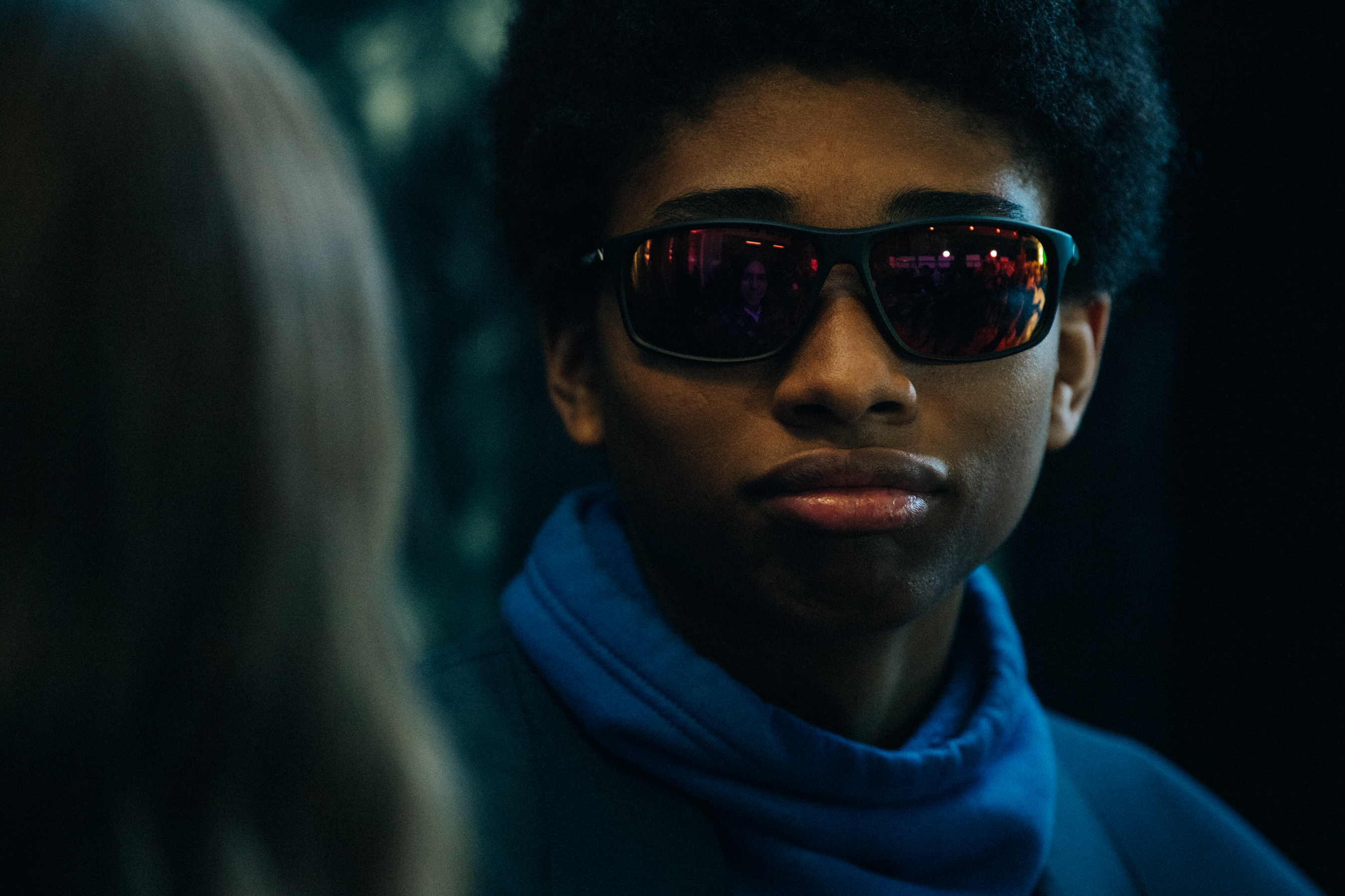 Model wearing sunglasses backstage at Off-White