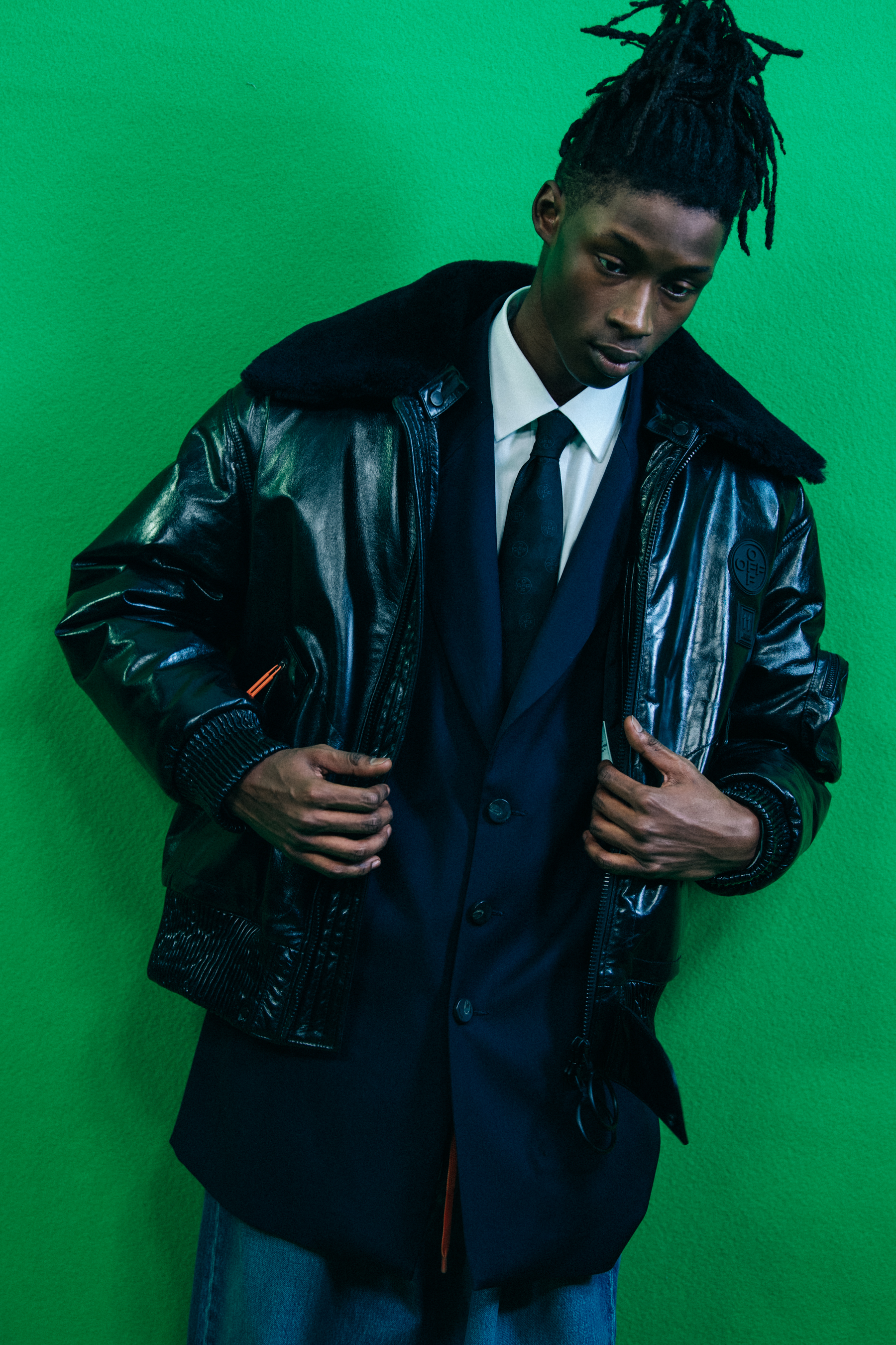 Abdourahman Njie backstage at Off-White