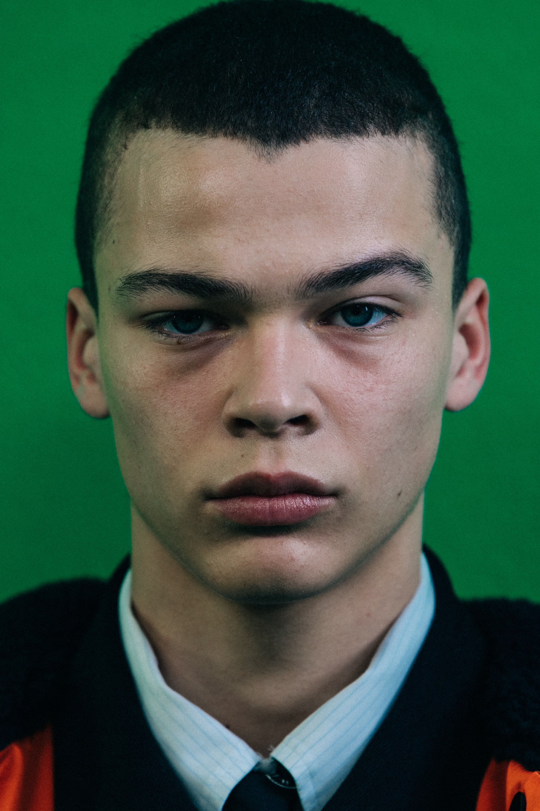 Portrait of model with cropped hair