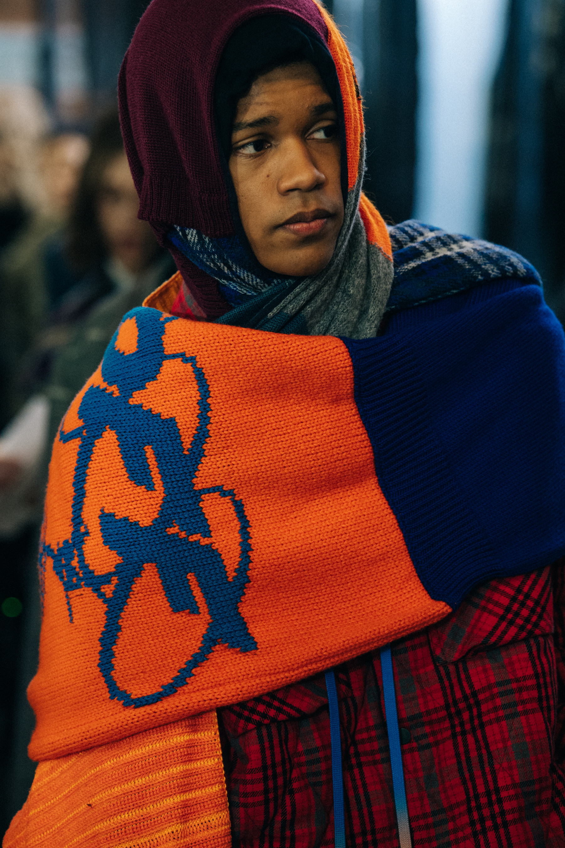 Model wearing orange at Off-White