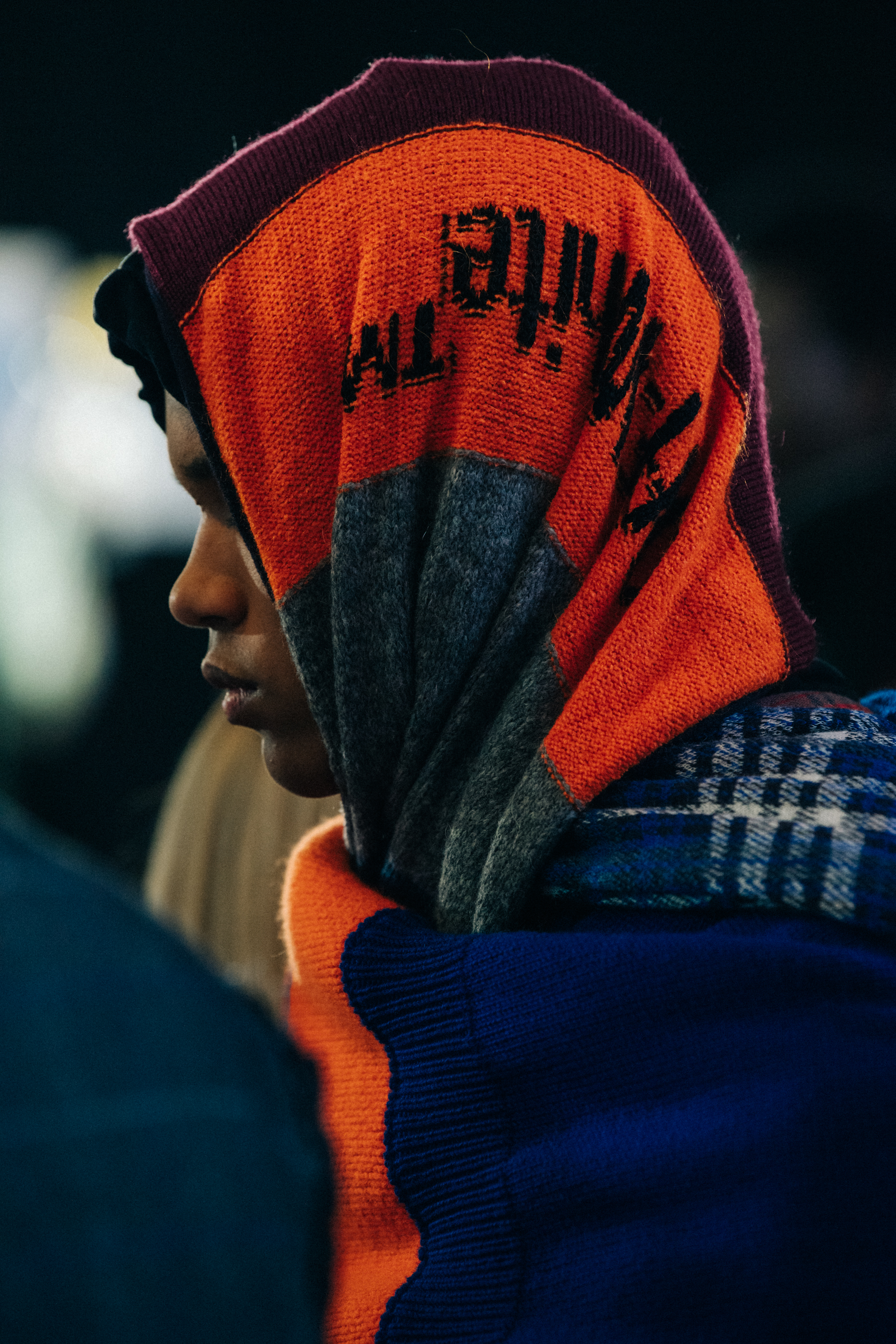 Model wearing orange at Off-White
