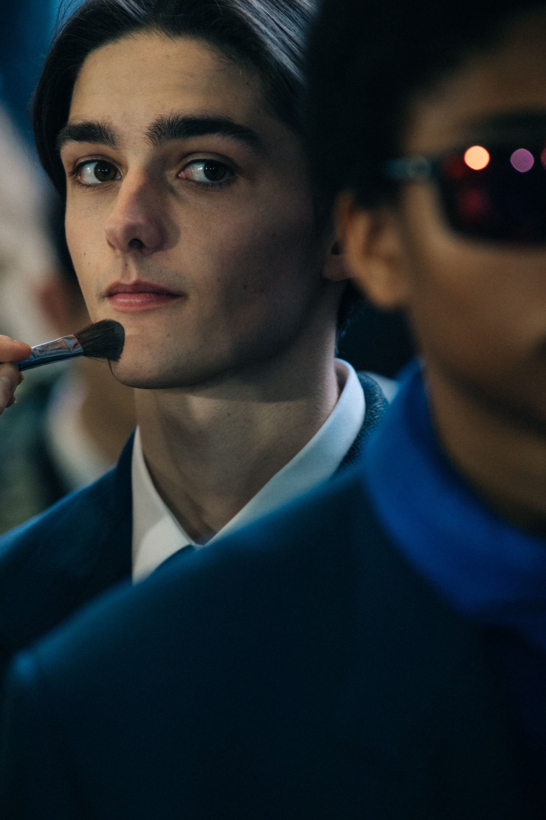 Model wearing suit at Off-White