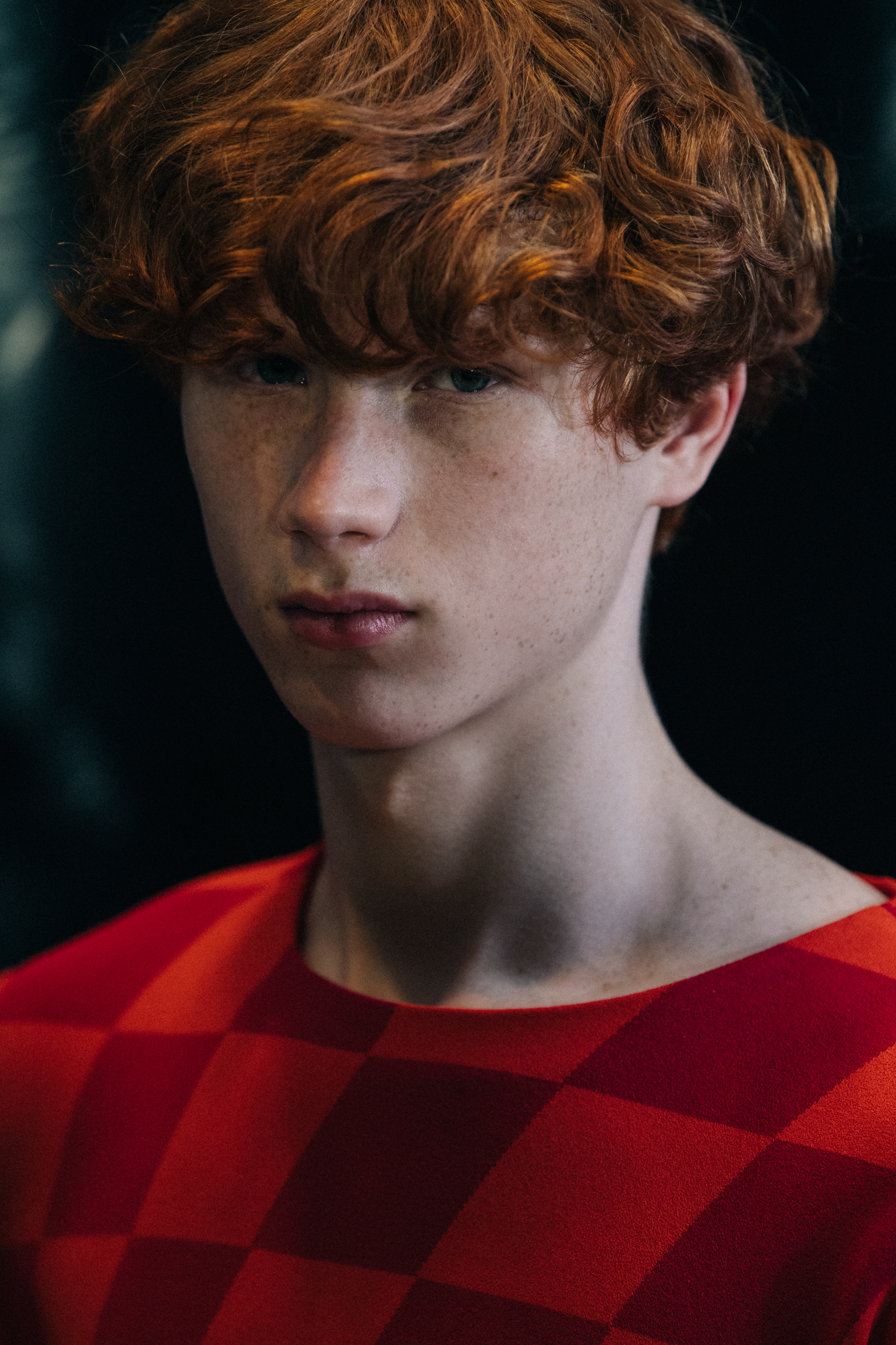Model wearing orange at Off-White