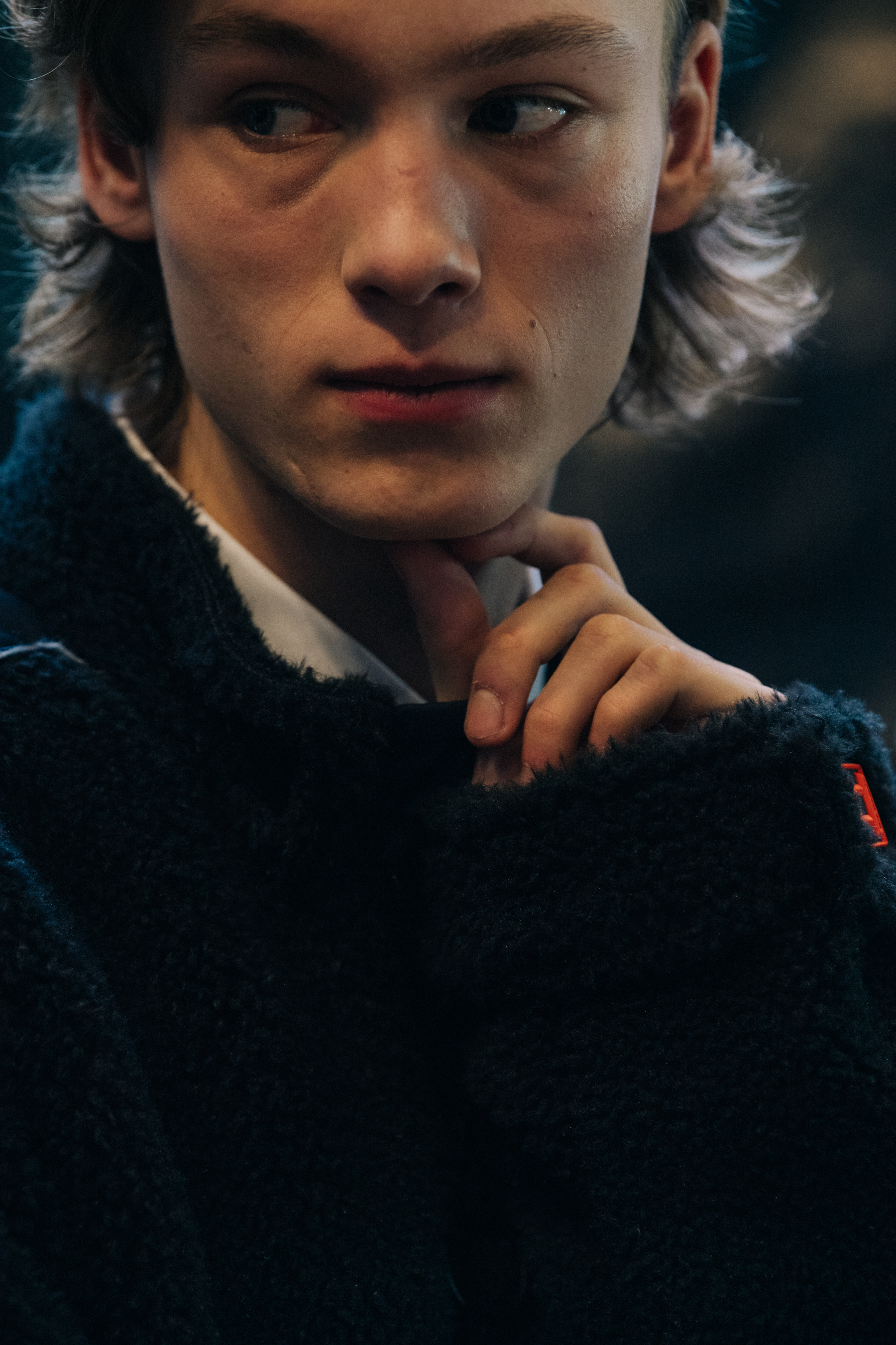 Model wearing suit at Off-White