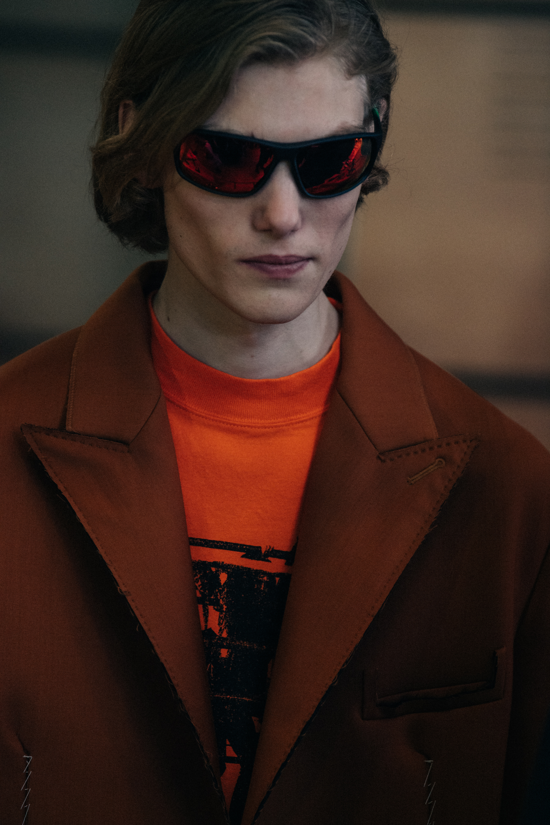 Model wearing sunglasses backstage at Off-White