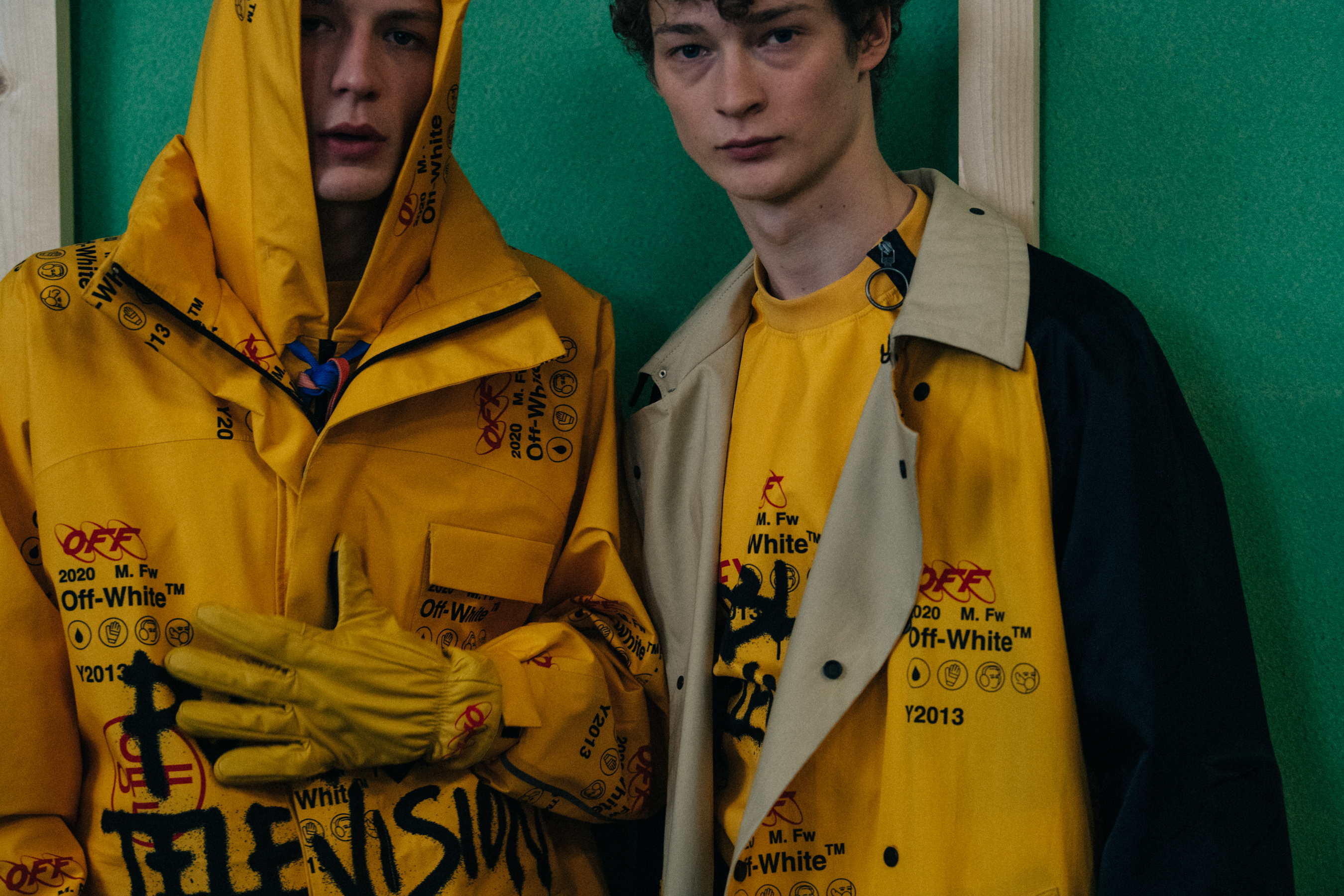 Finnlay Davis backstage at Off-White