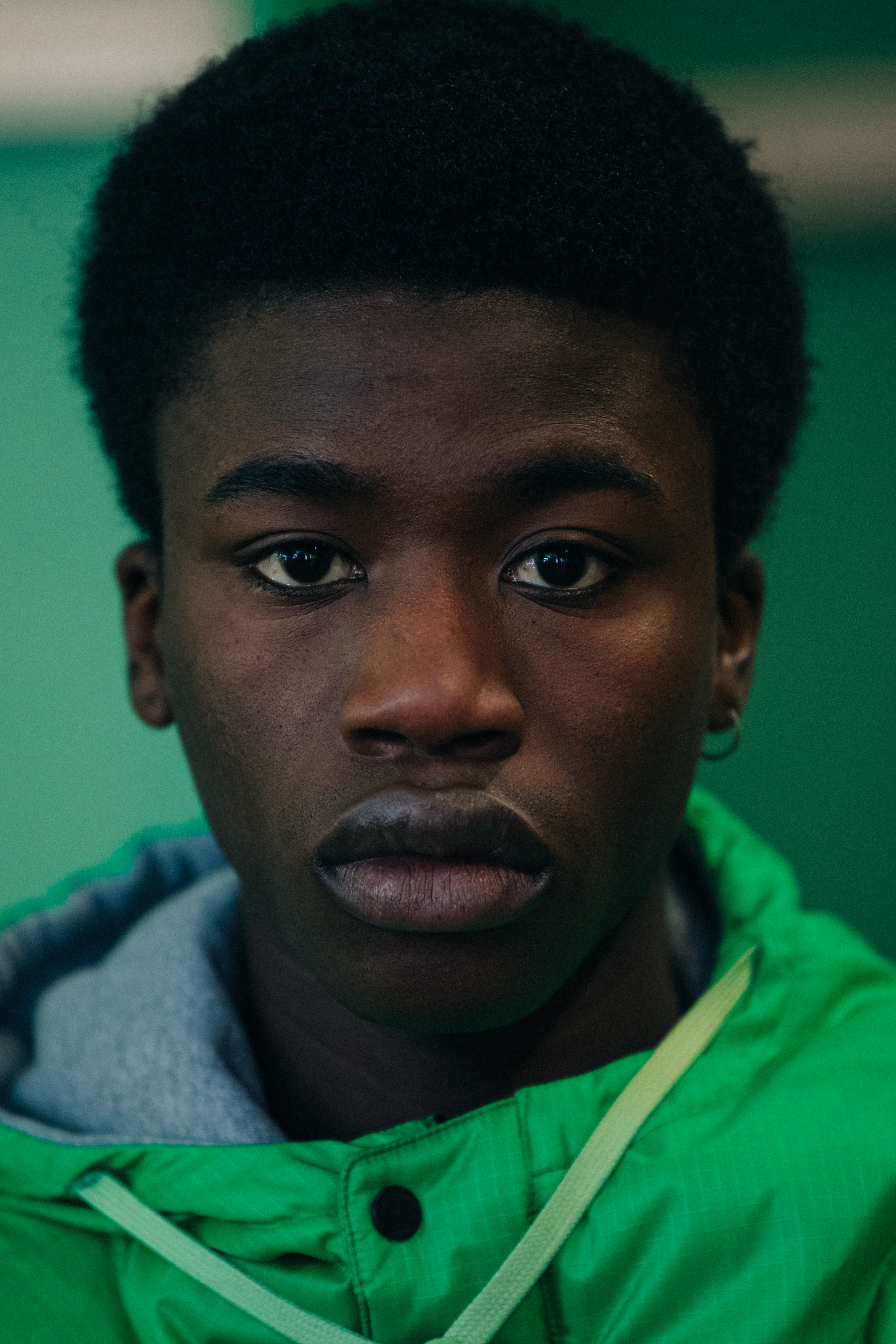 Portrait of model with black hair