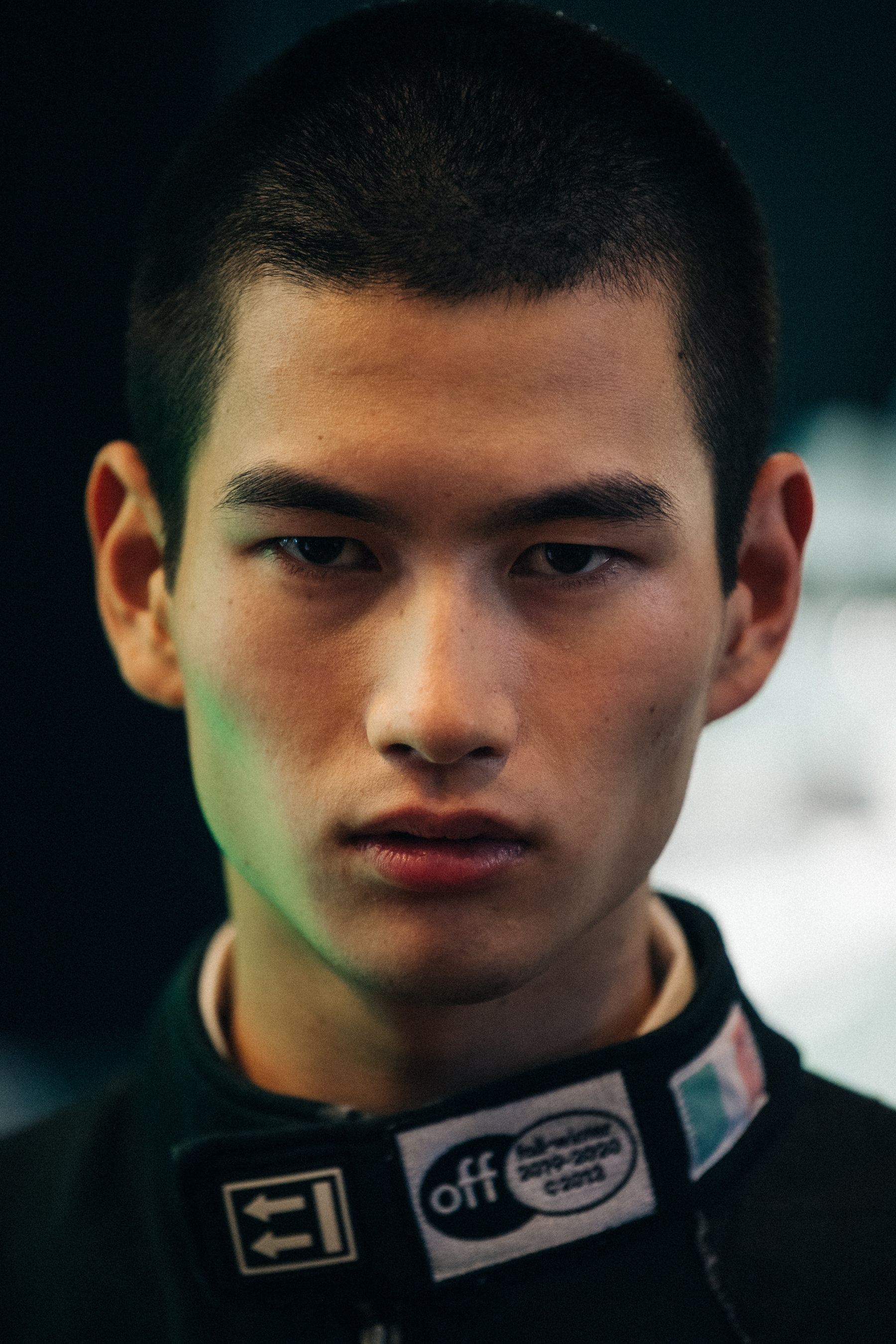 Portrait of model with black hair