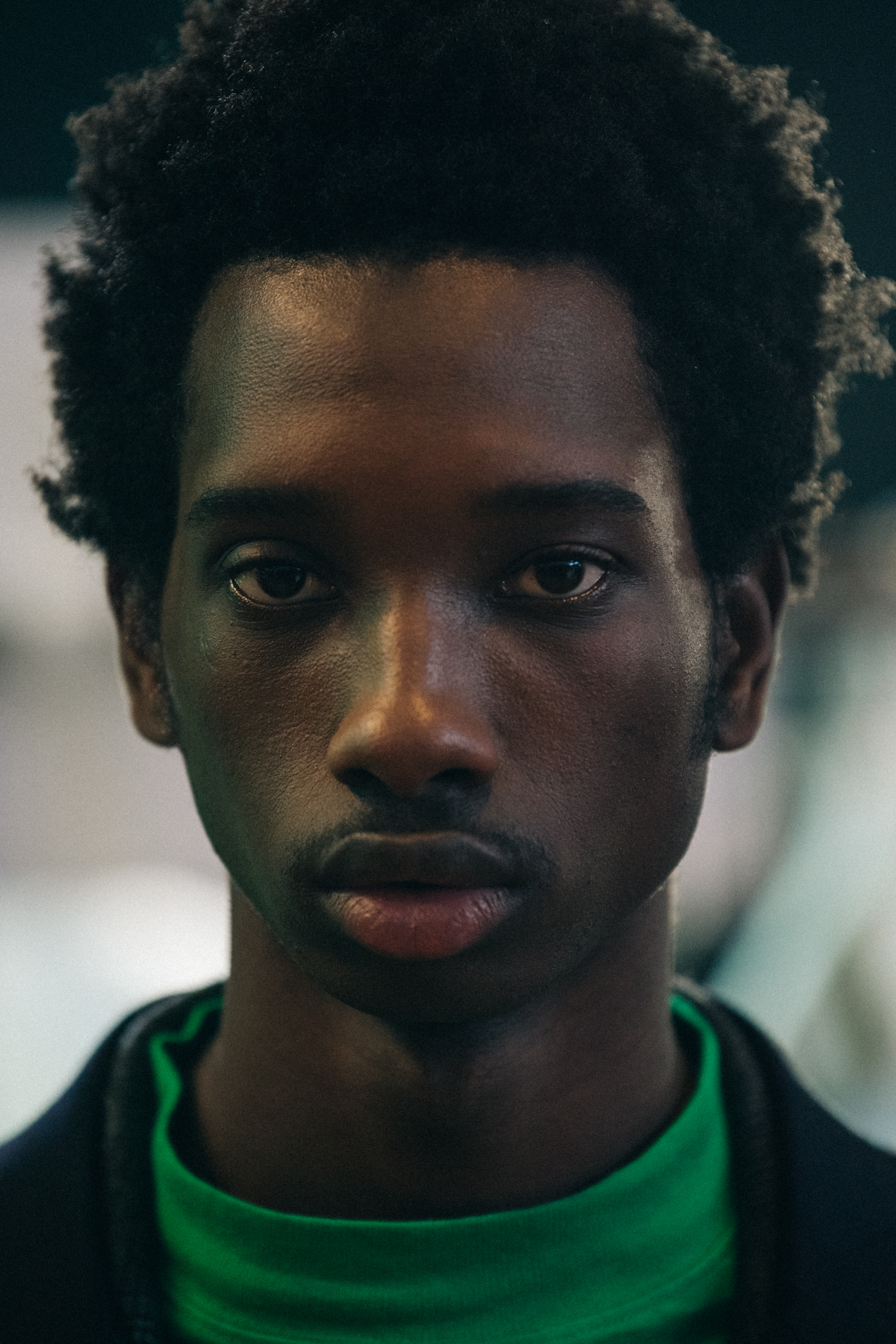 Portrait of model with black hair