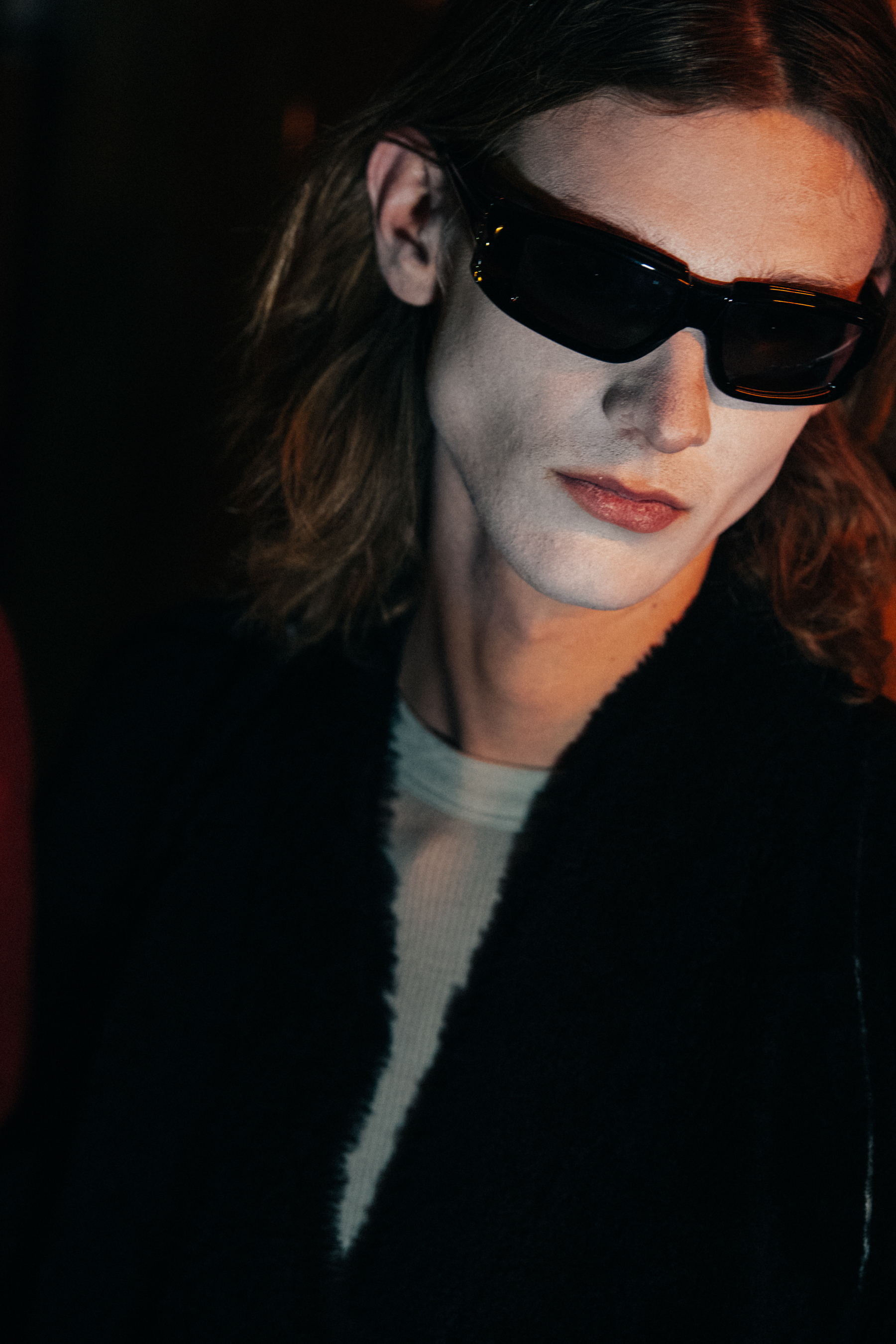Model wearing black outfit at Rick Owens