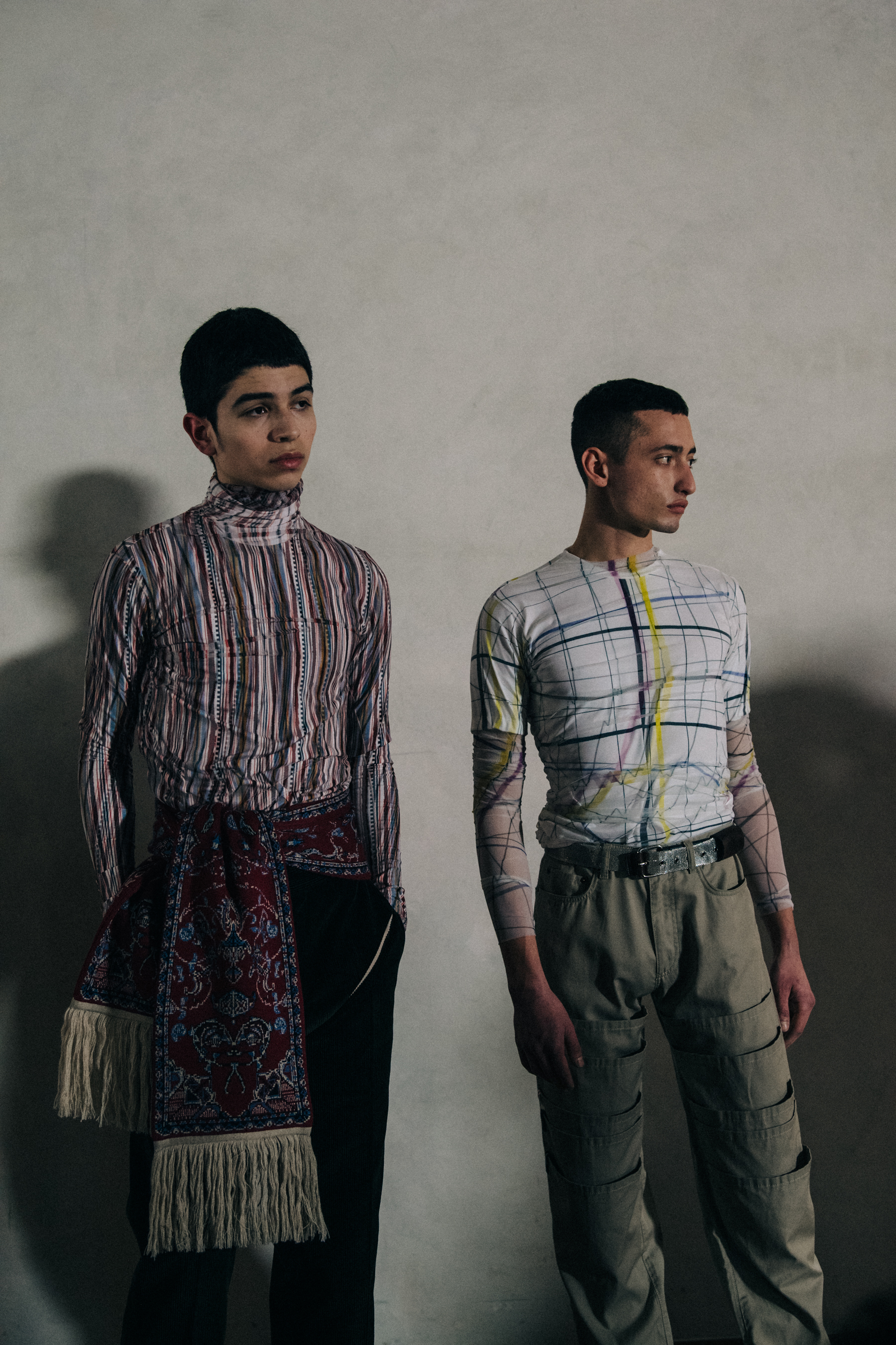 Models wearing pattern shirts at Y/Project