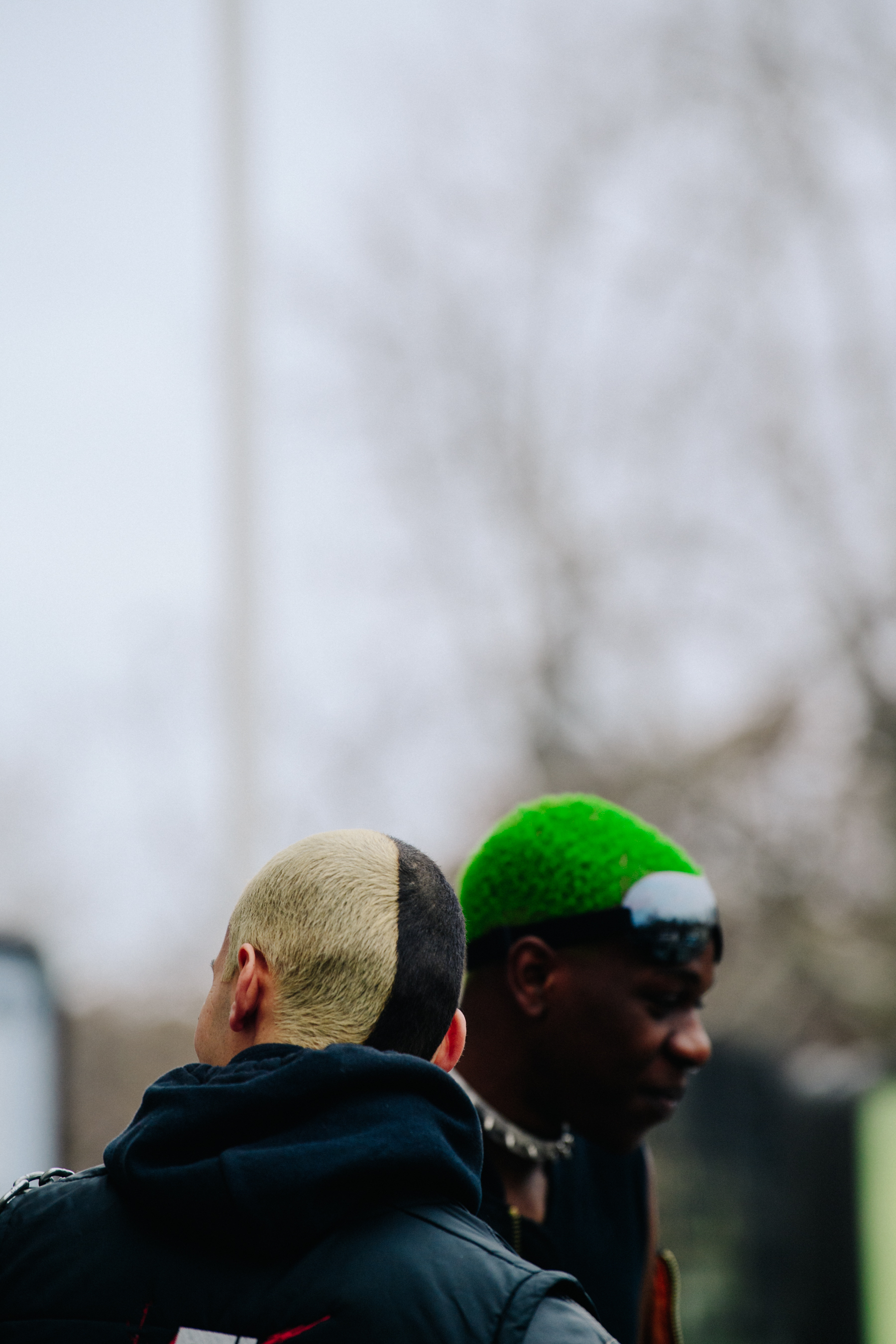 Two men with coloured hair