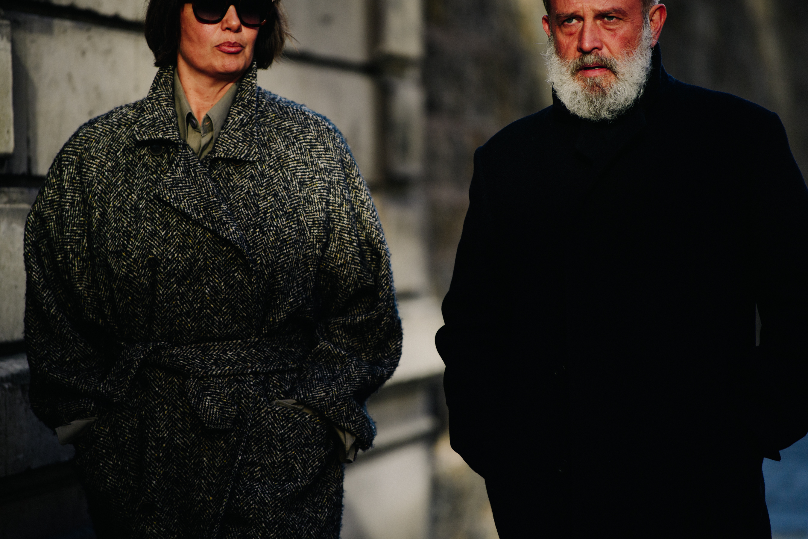 Couple wearing thick wool coats