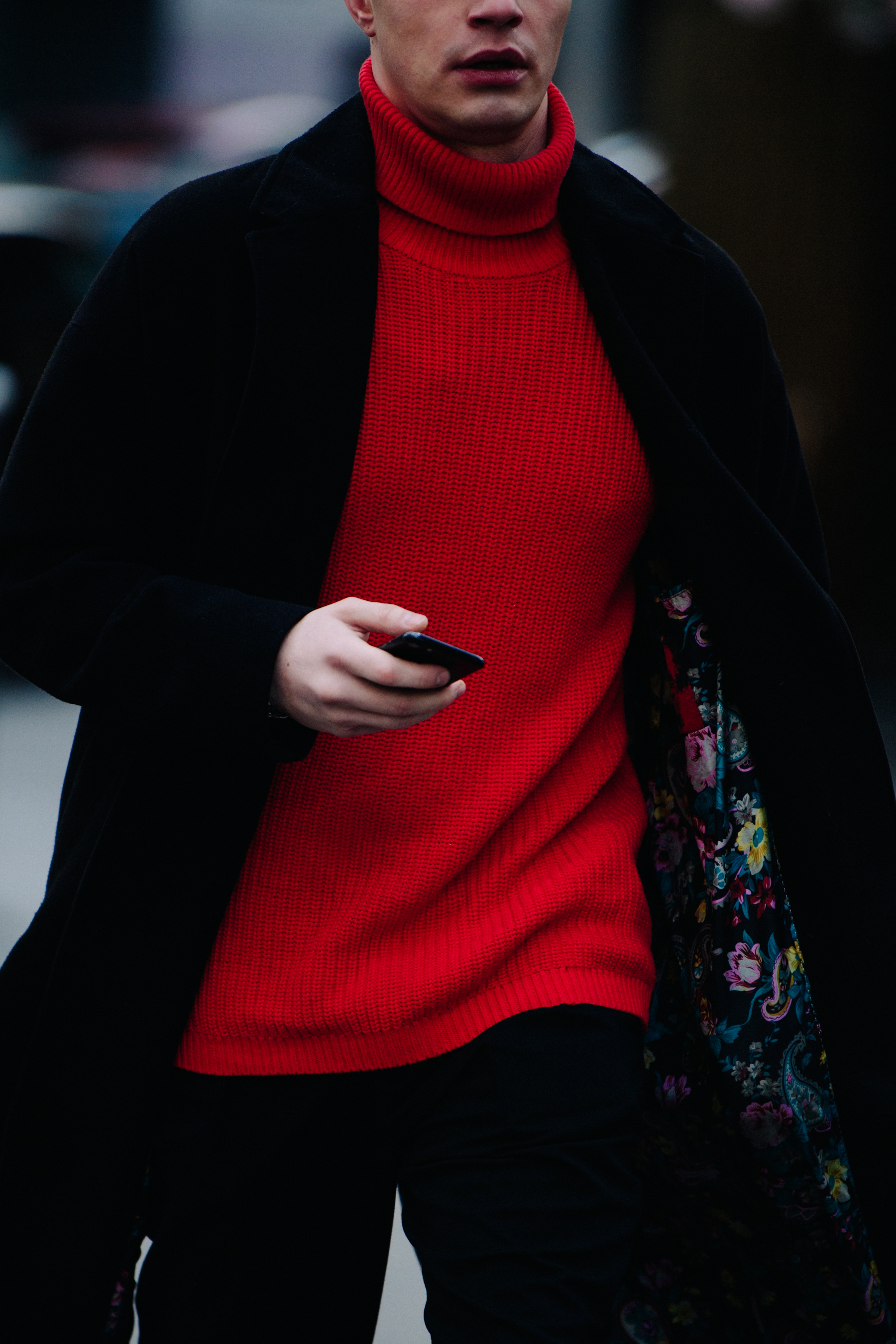 Man wearing red jumper