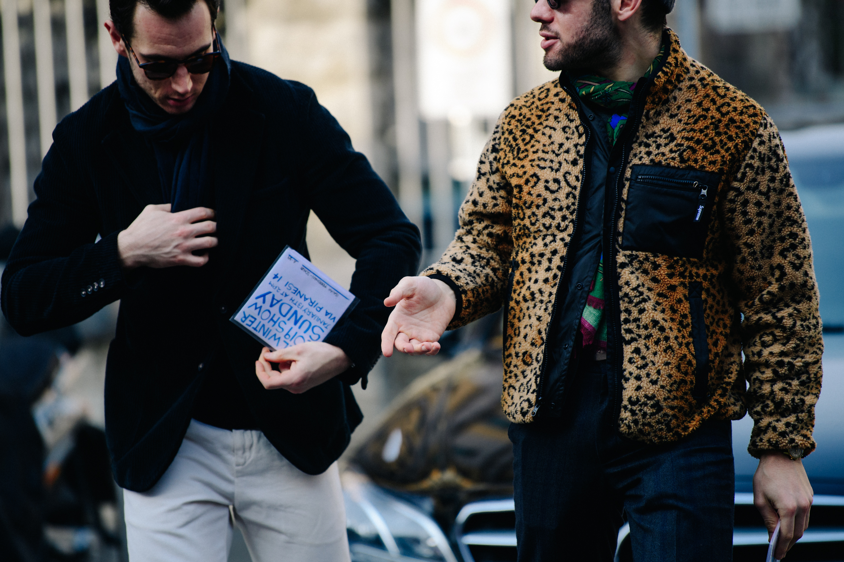 Two men wearing scarves