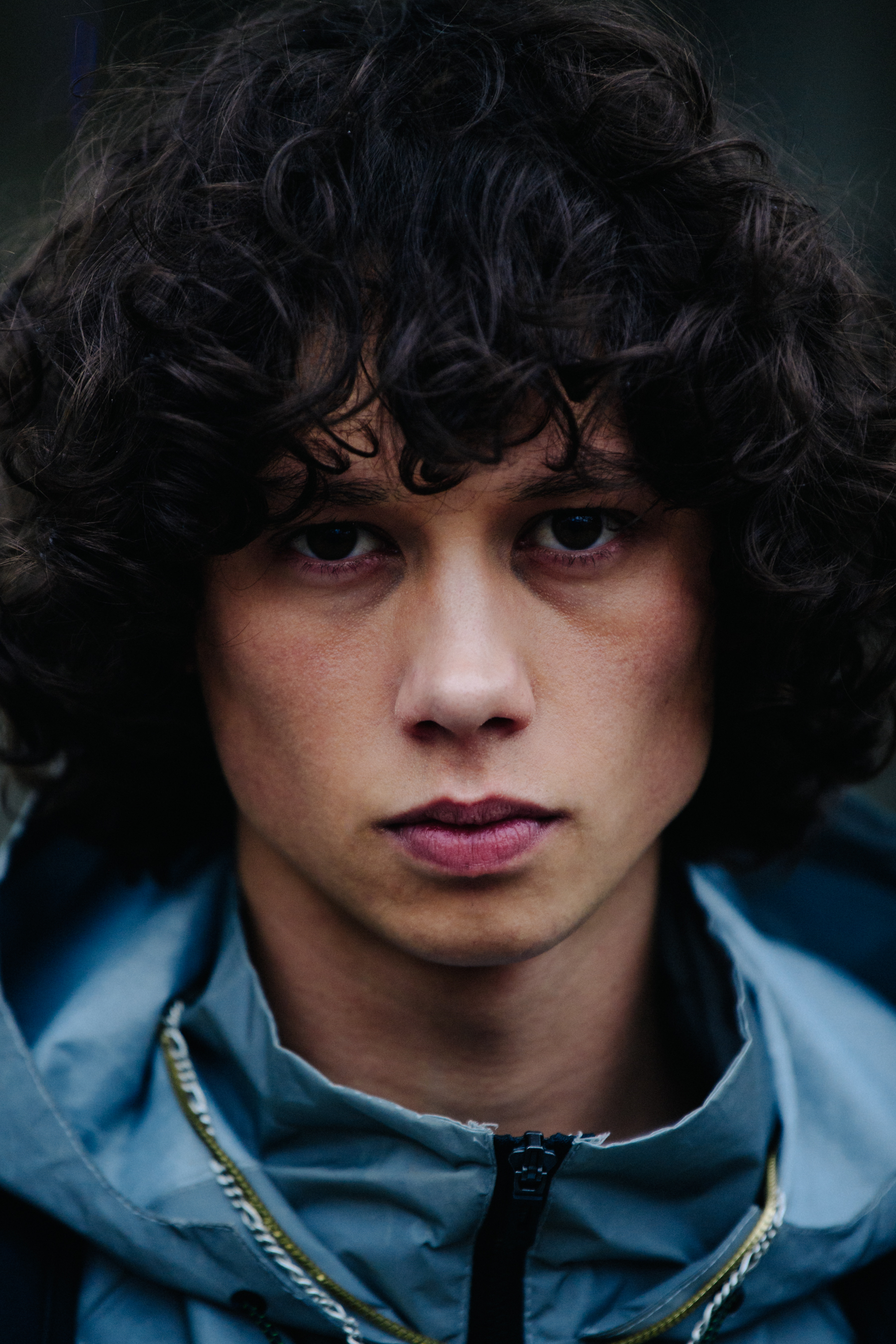 Portrait of model with curly hair