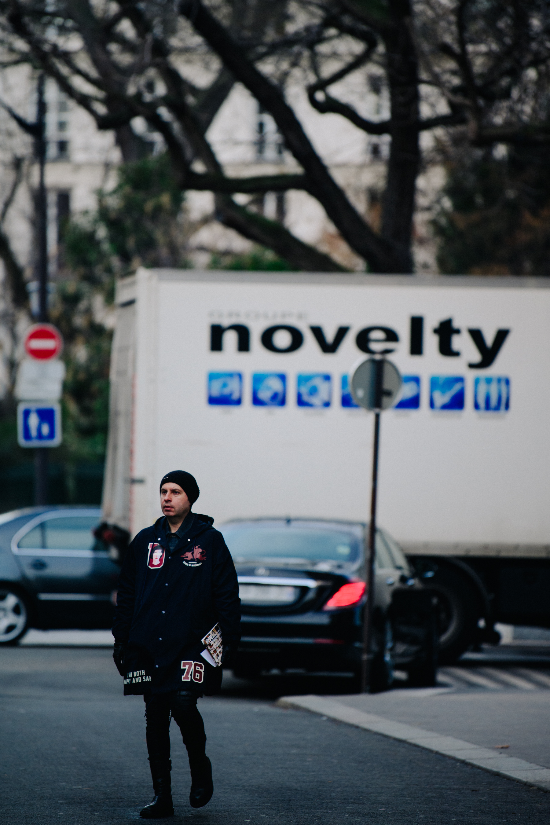 Man wearing all black outfit