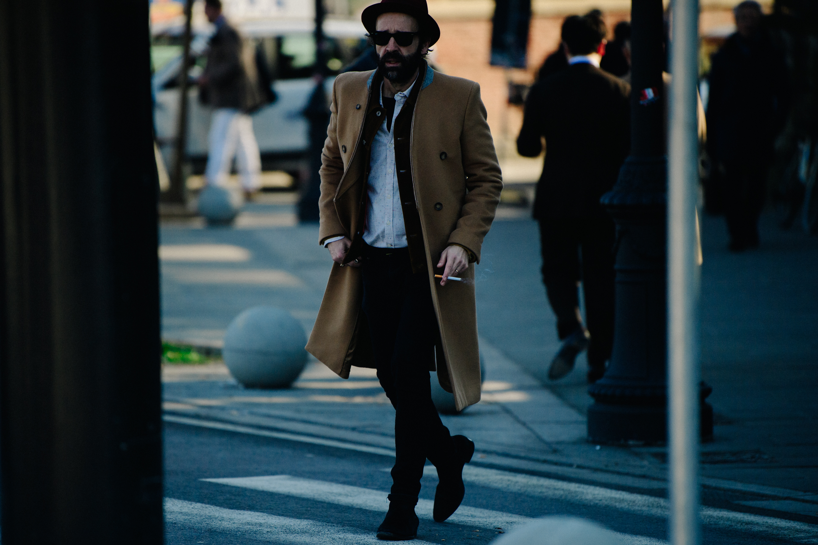 Man wesring brown wool coat