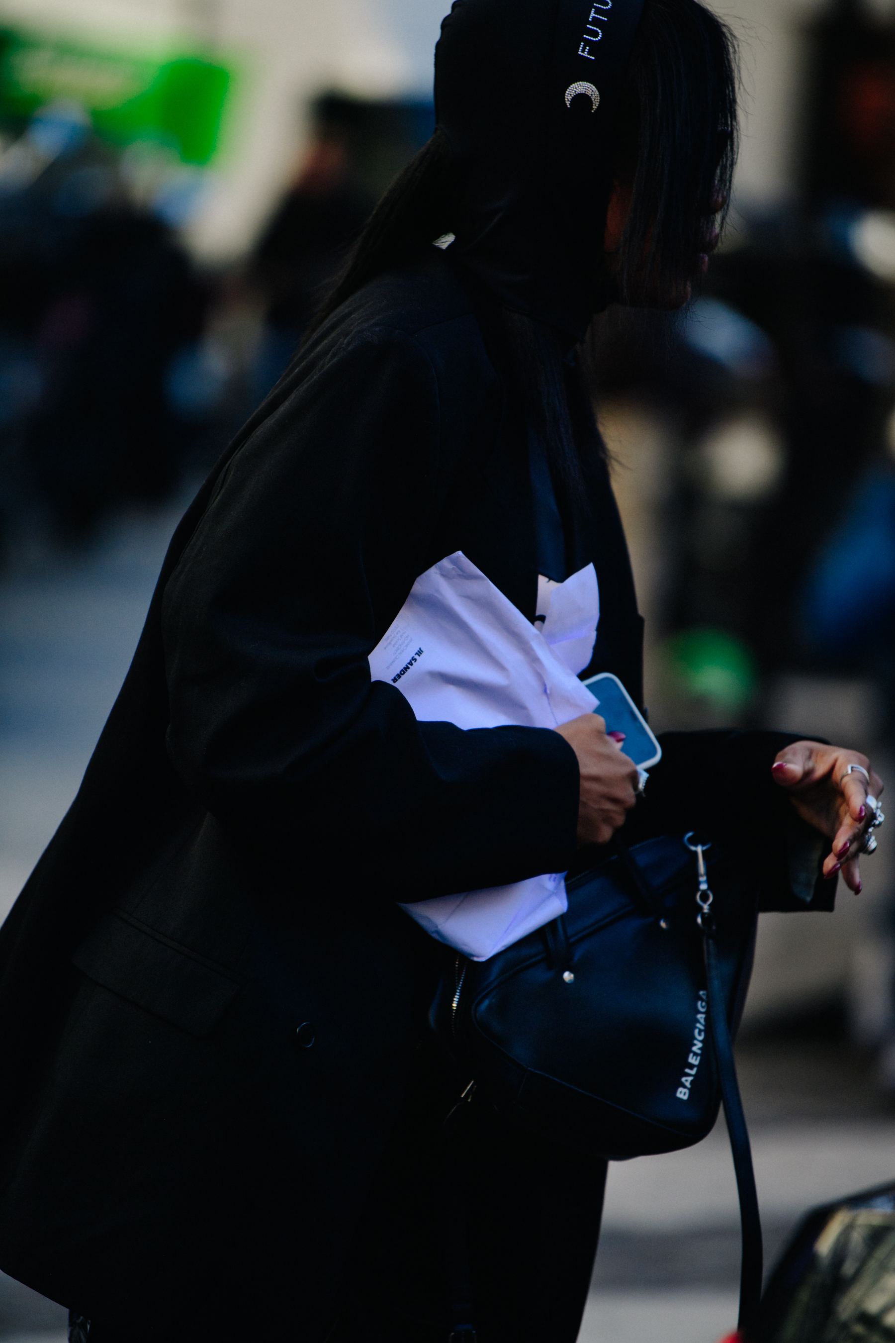 Woman carrying Balenciaga bag