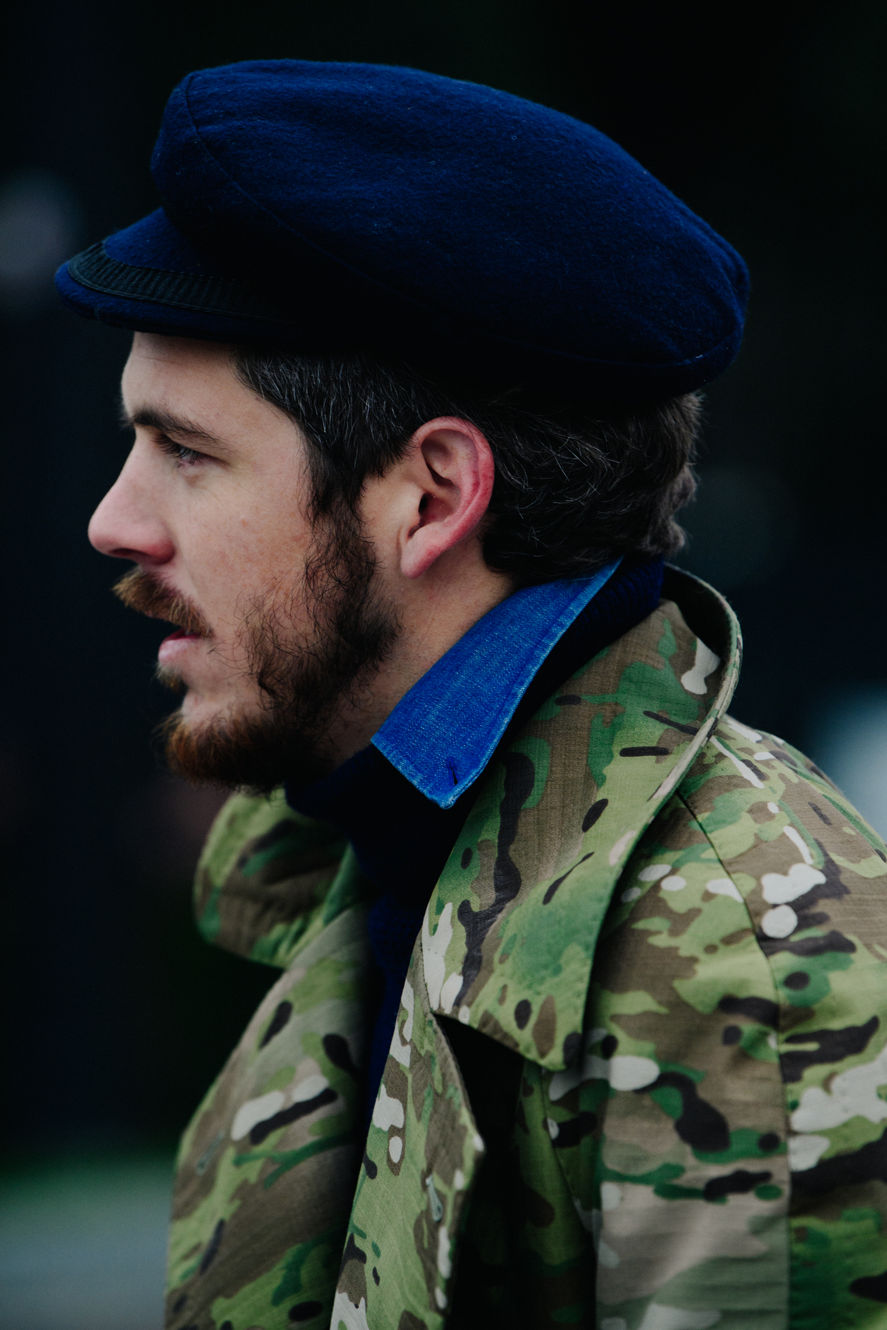 Man wearing camouflage coat