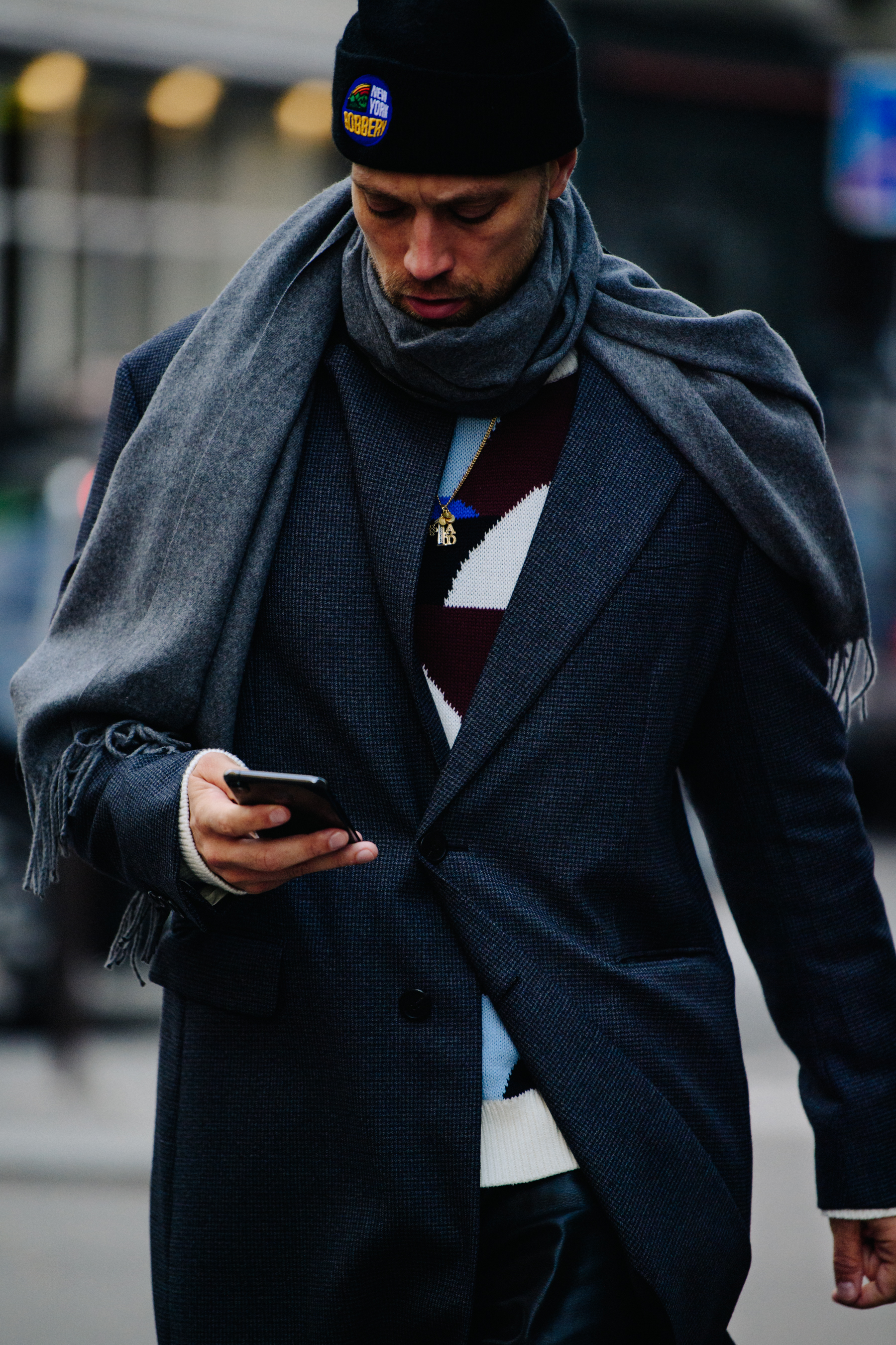 Danish man wearing grey scarf