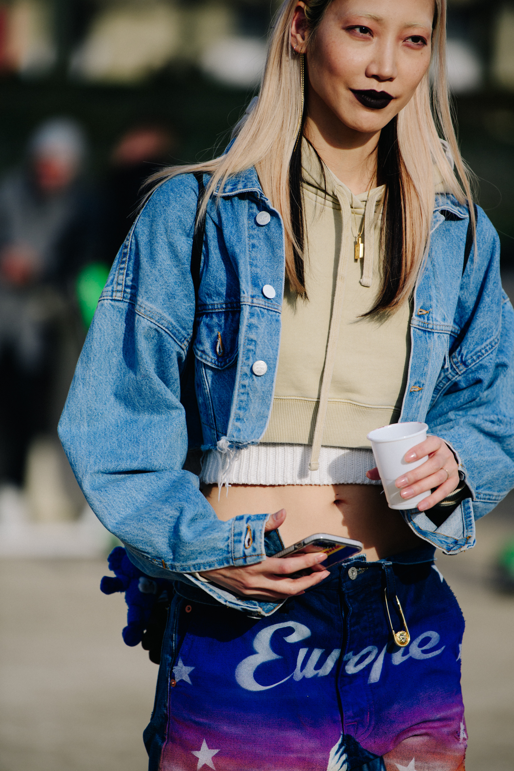Supermodel wearing denim