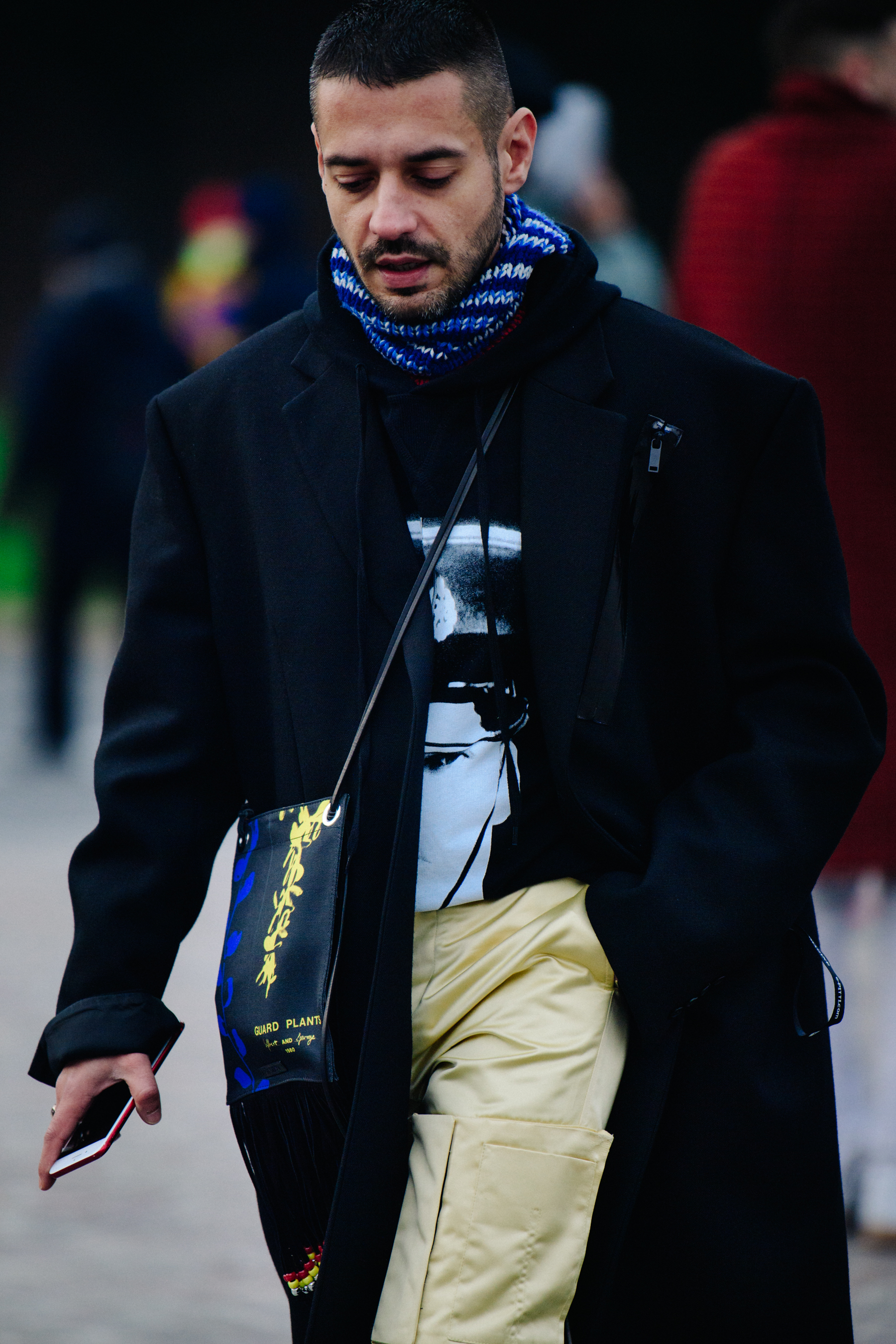 Man wearing yellow pants