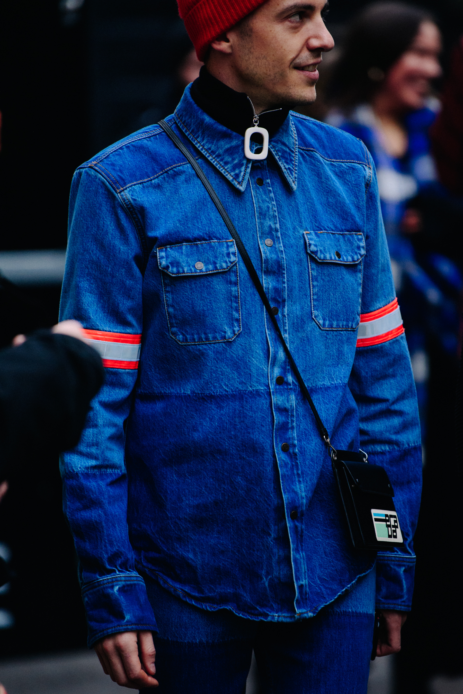Man wearing denim shirt