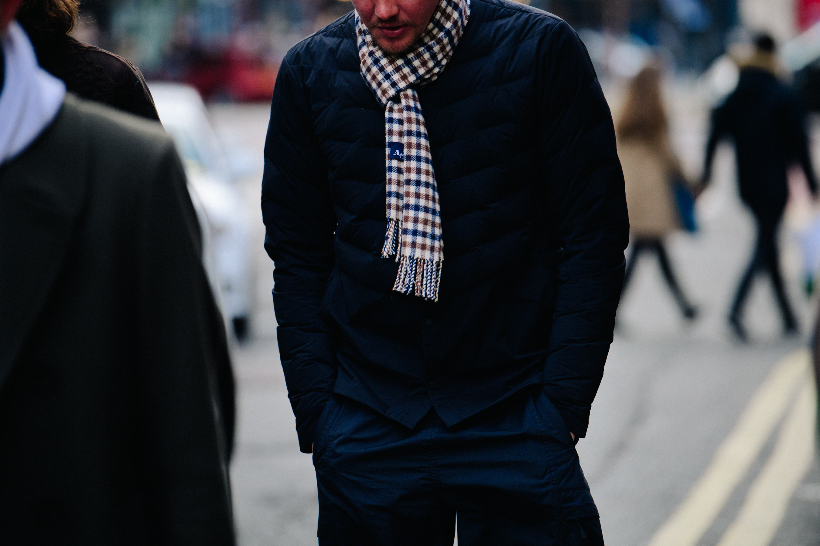 Man wearing Aquascutum scarf