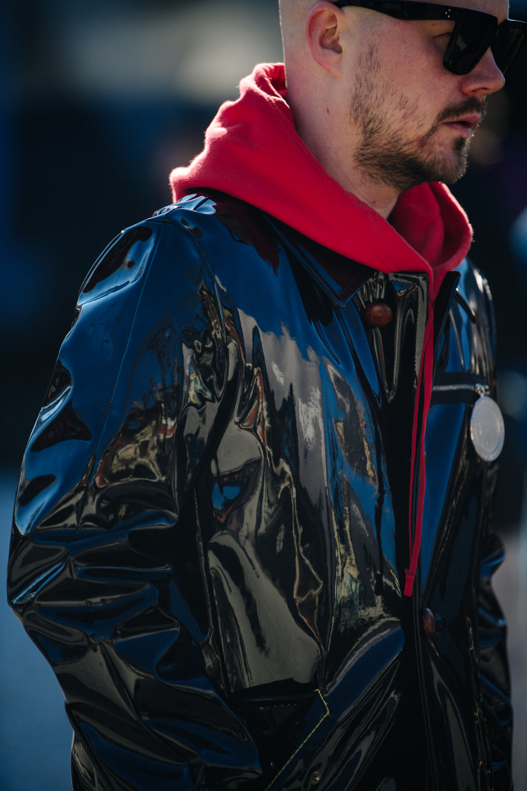 Man wearing red hoody