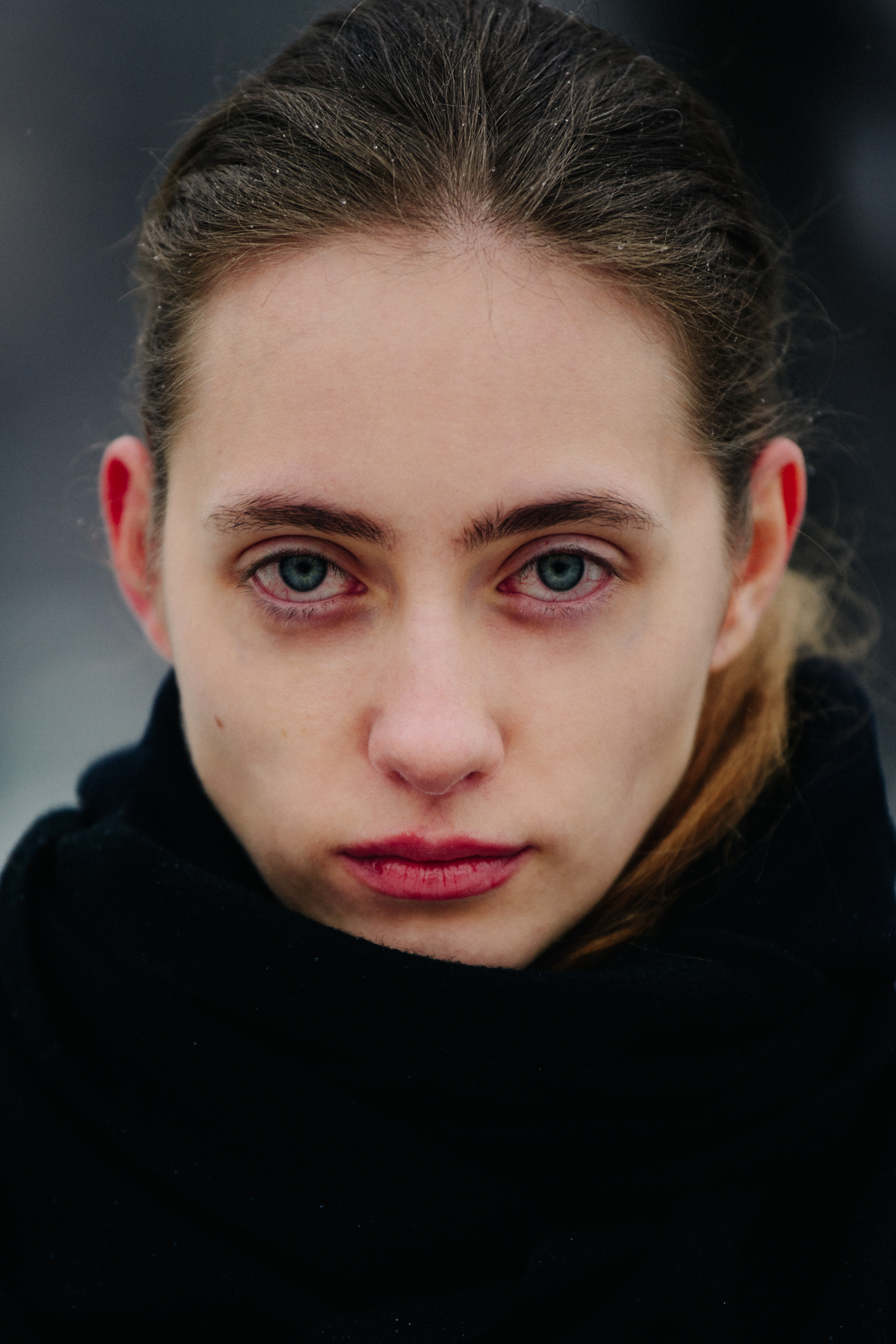 Portrait of Russian model with blue eyes