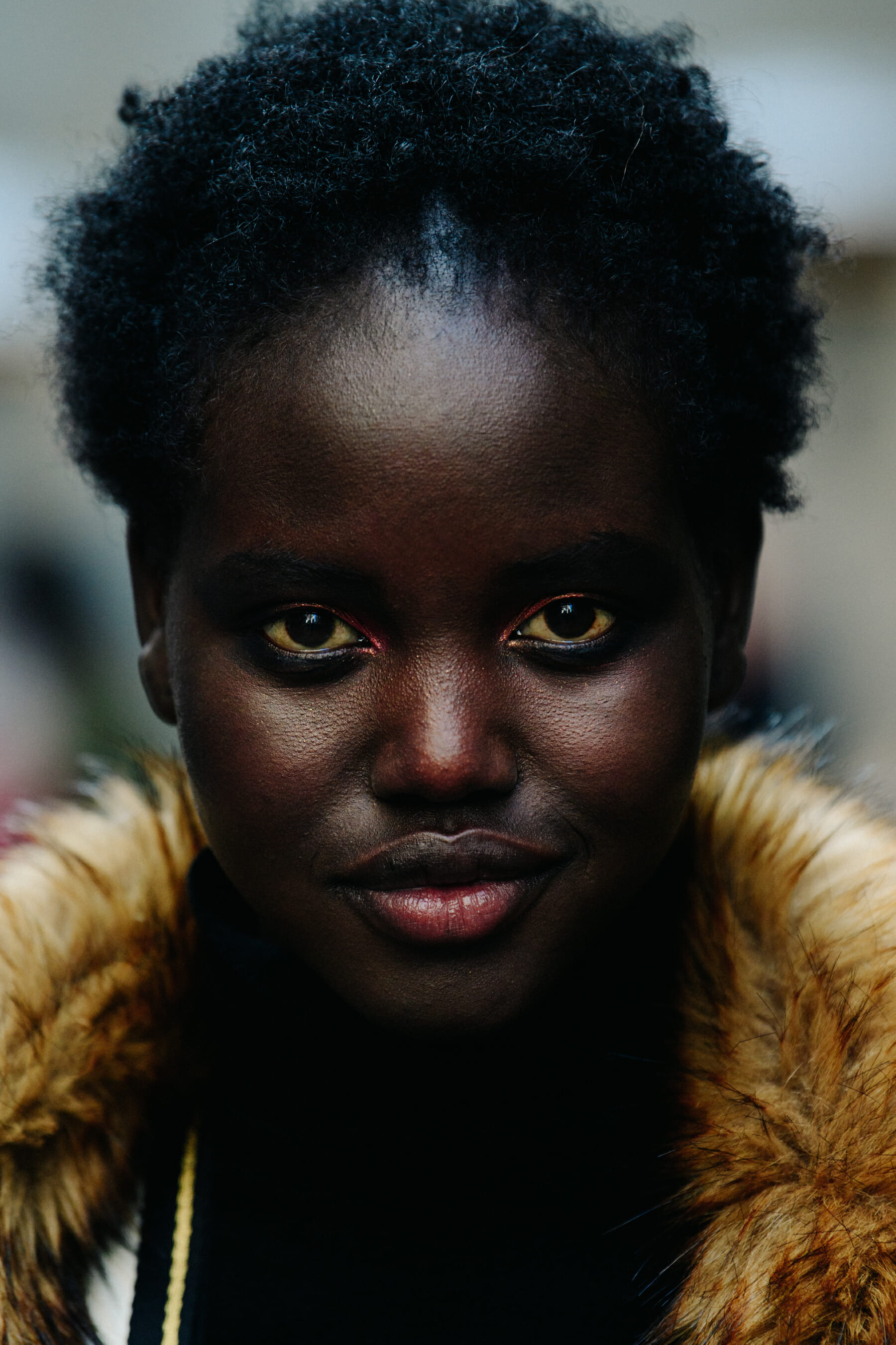 Portrait of model with short afro hair