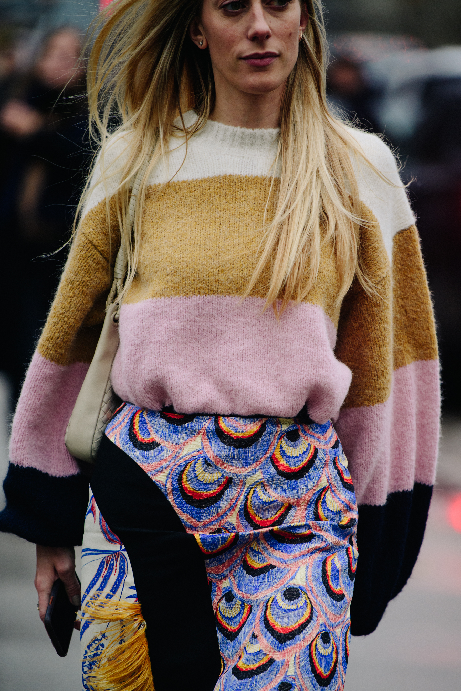 Woman wearing striped jumper