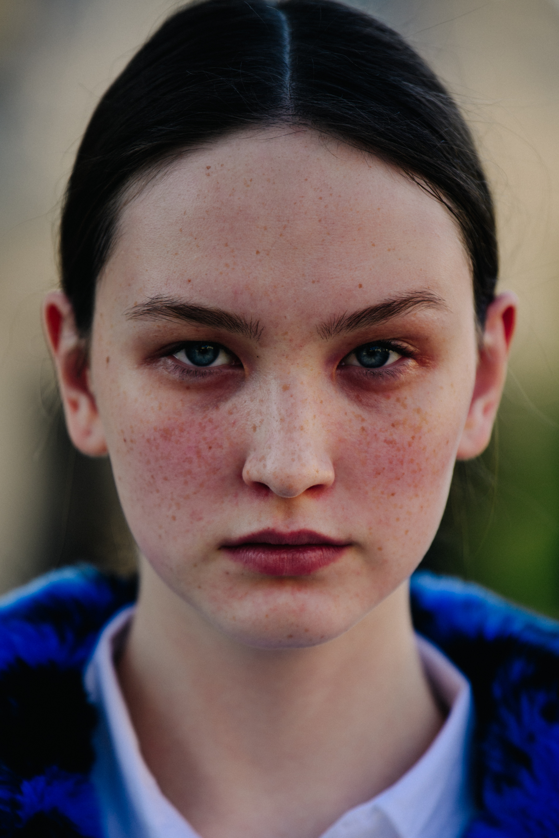 Portrait of model with blue eyes
