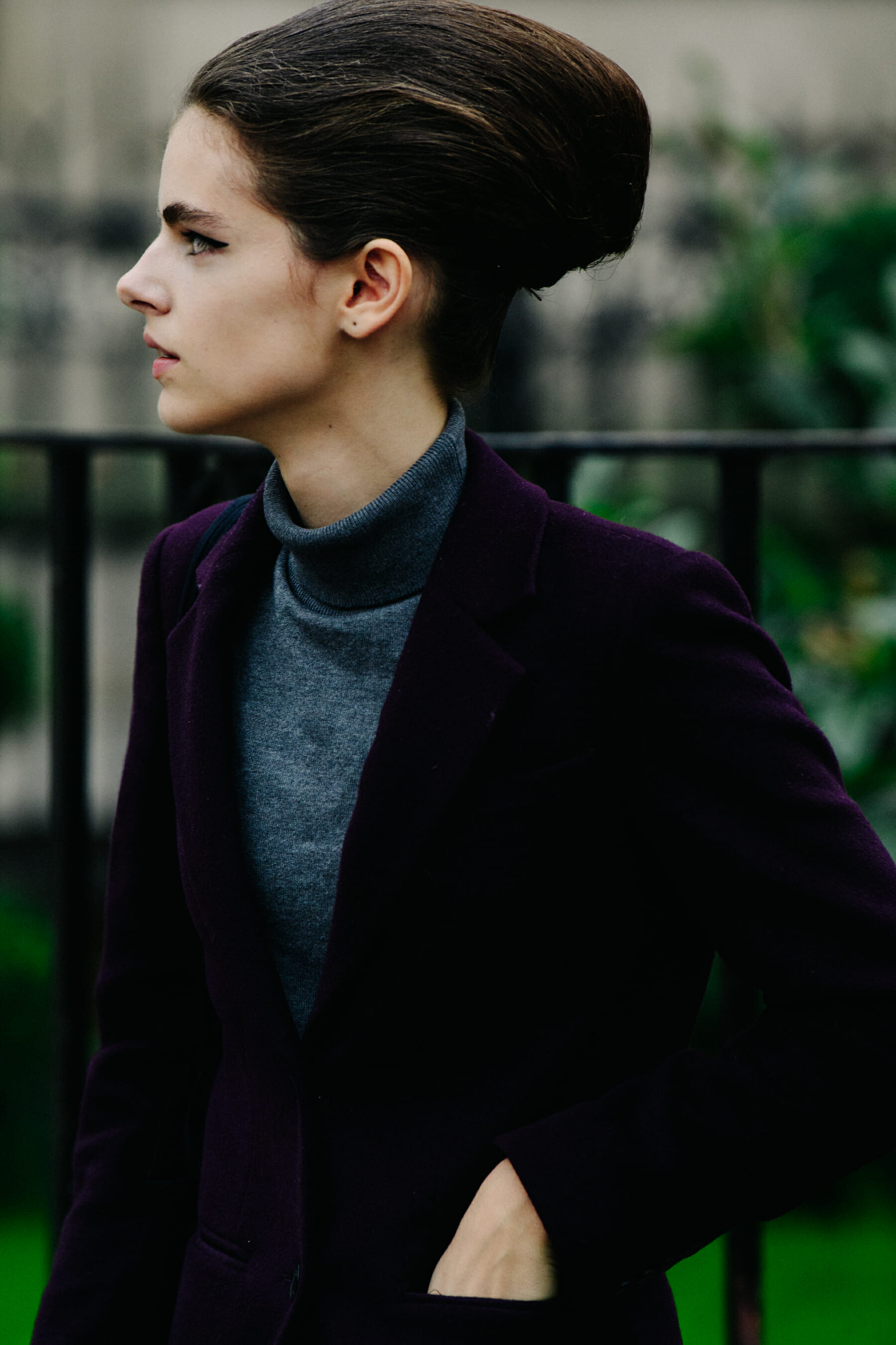 Model with hairsprayed hair