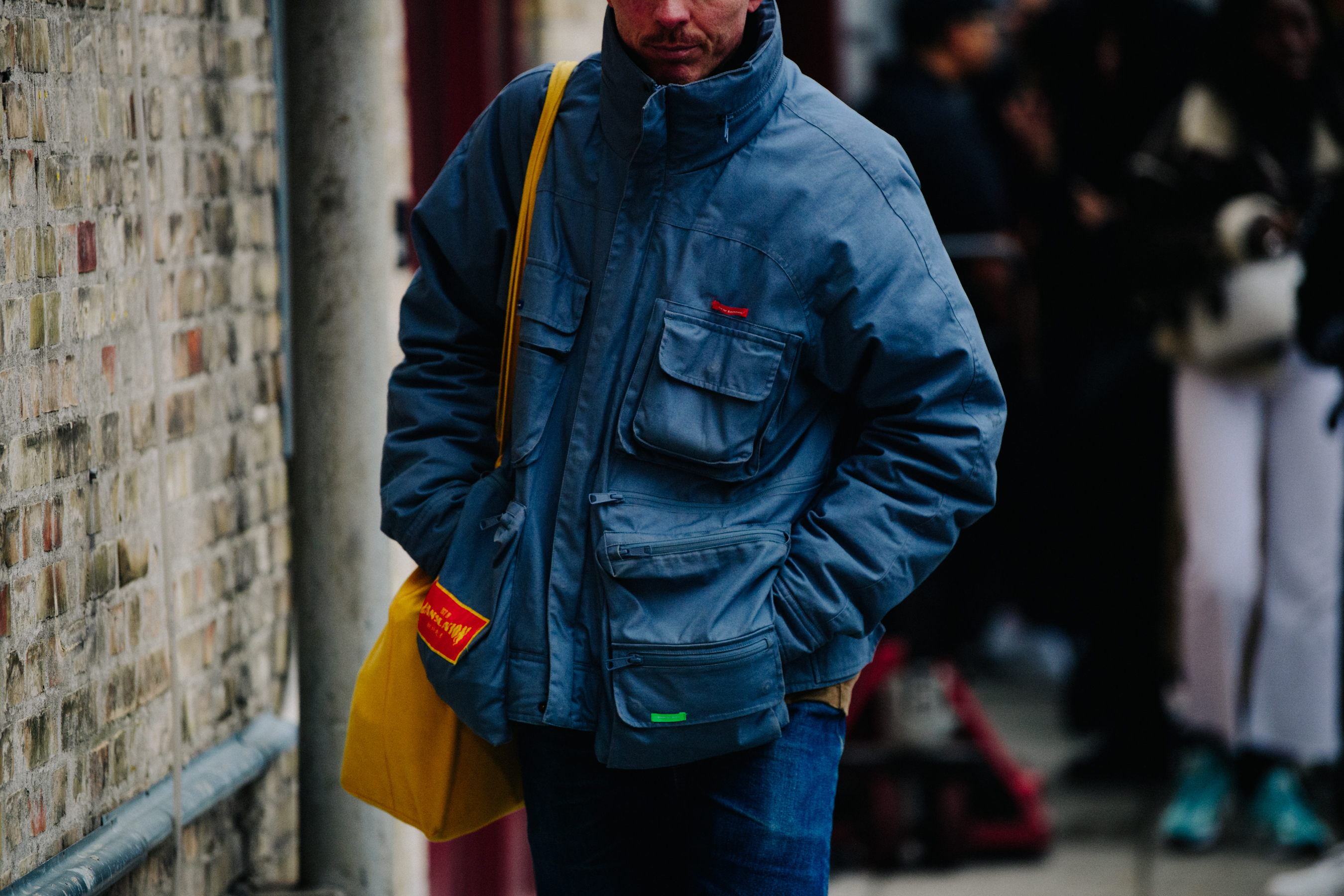 Man wearing blue jacket