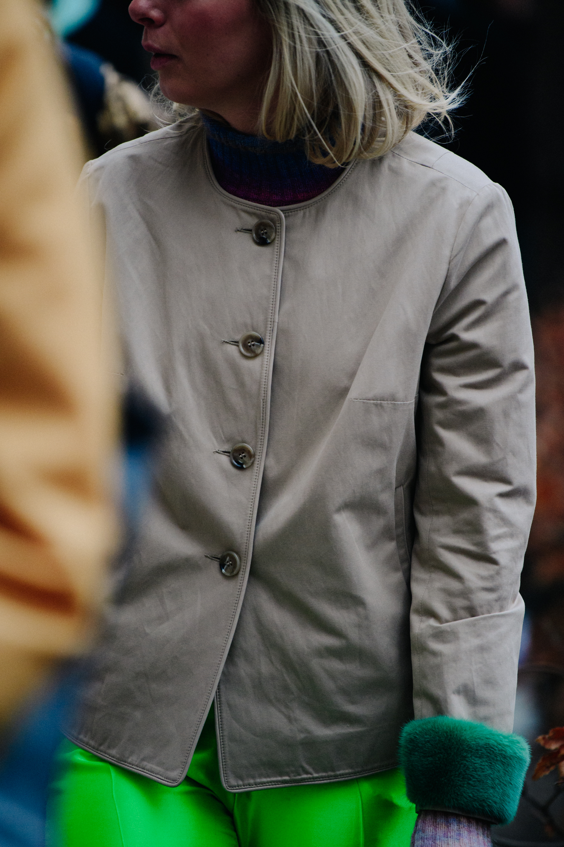 Woman wearing green pants